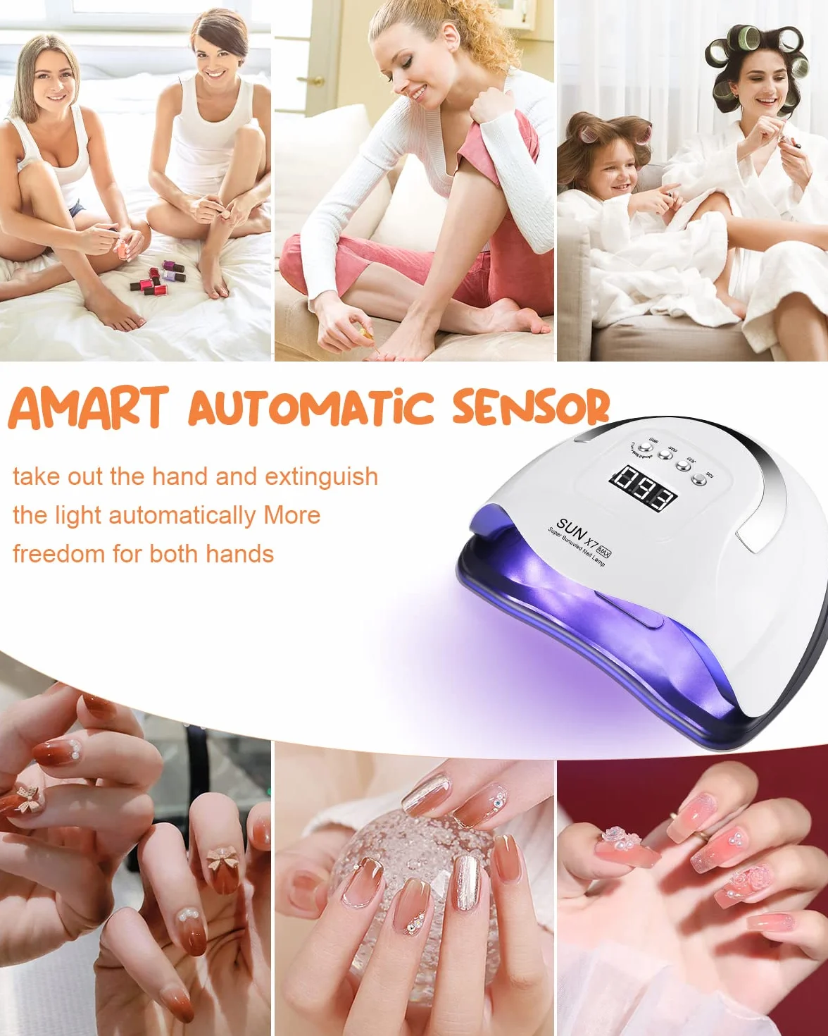 220W Lampada Unghie UV LED, lampada uv unghie Automatico Sensore, Automatico Sensore Manicure, 4 Timer Preimpostati10/30/60/99s, LCD Display Lampada per unghie, Salone delle unghie domestico fai da te