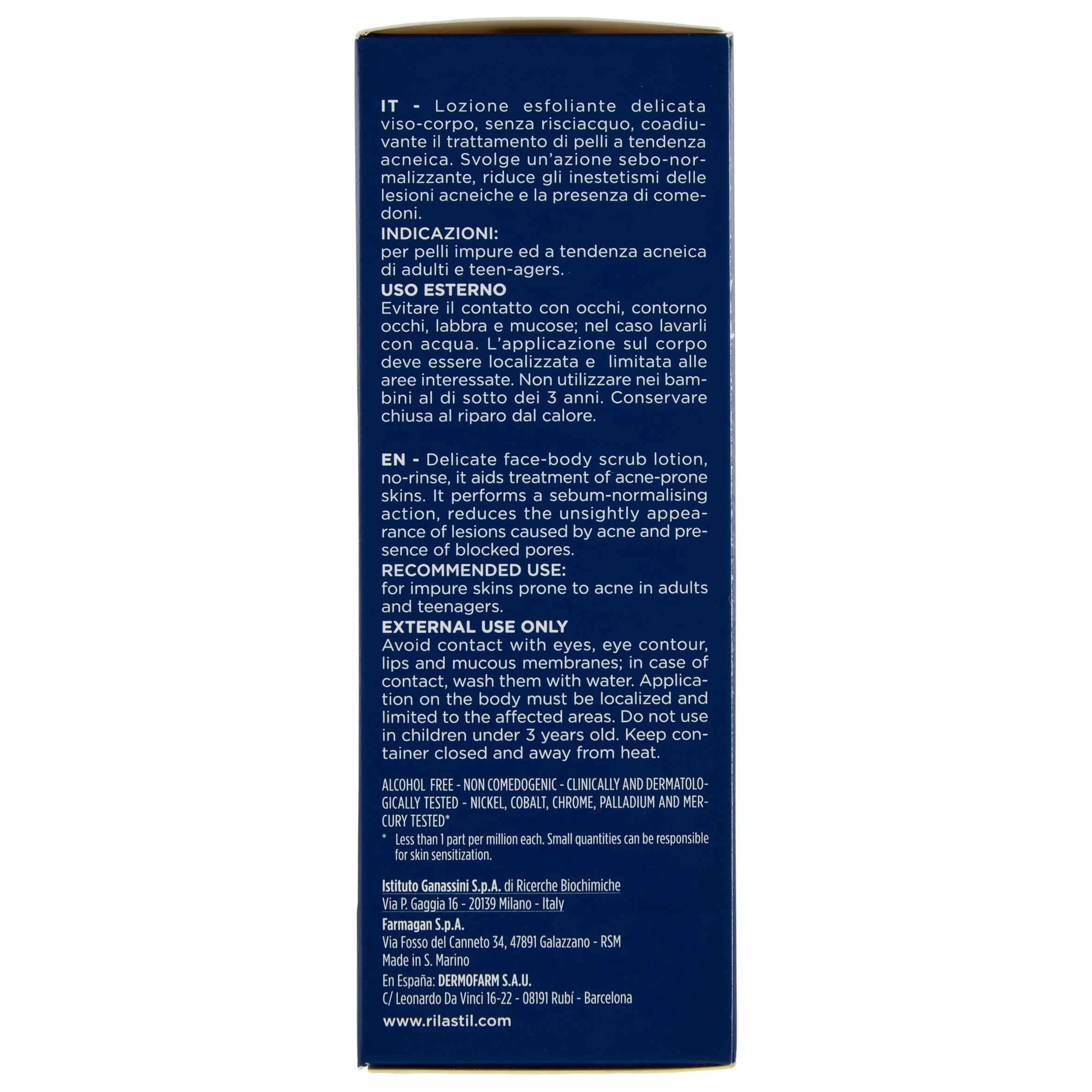 Rilastil Acnestil Micropeeling, Peeling Intensivo Viso con Acido Salicilico, Lozione Esfoliante Antimperfezioni e Purificante, per Pelli Impure con Tendenza Acneica, Confezione da 100 ml