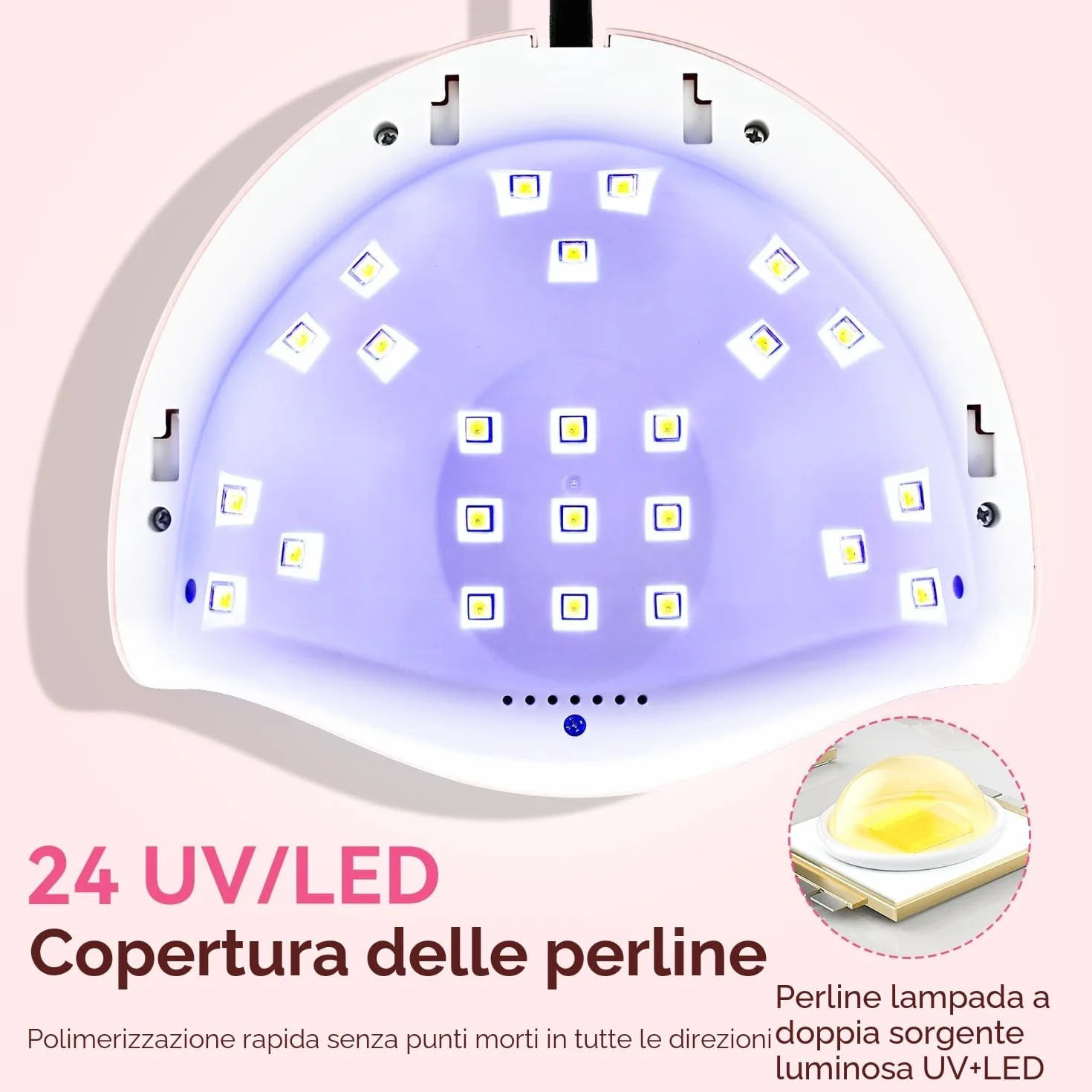 Lampada UV LED Unghie Professionale 24 LED 4 Timer 30/60/90/120S Sensore Movimento Base Staccabile