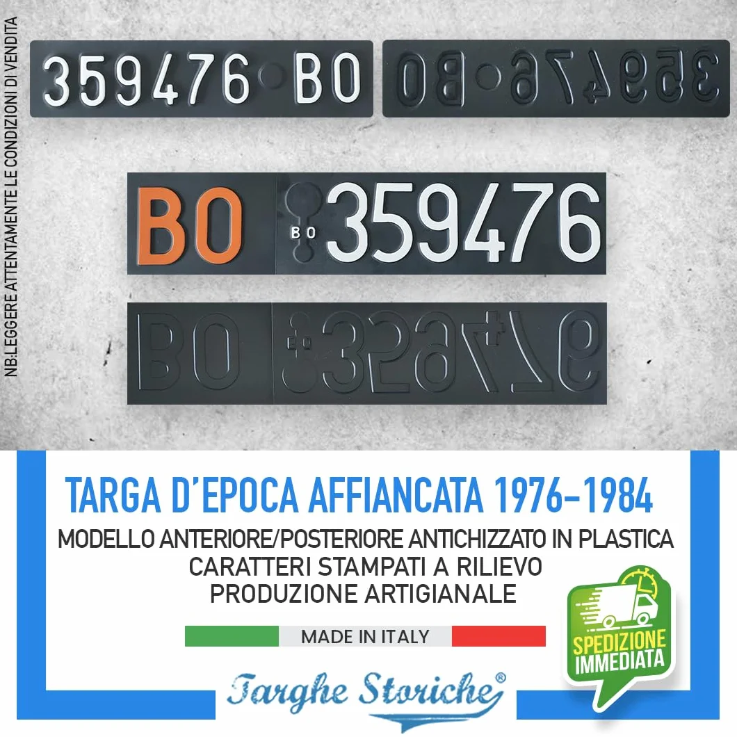 Targhe Personalizzate Modello Kit Completo Plastica 1976-1984 Lettere Numeri Rilievo Made in Italy