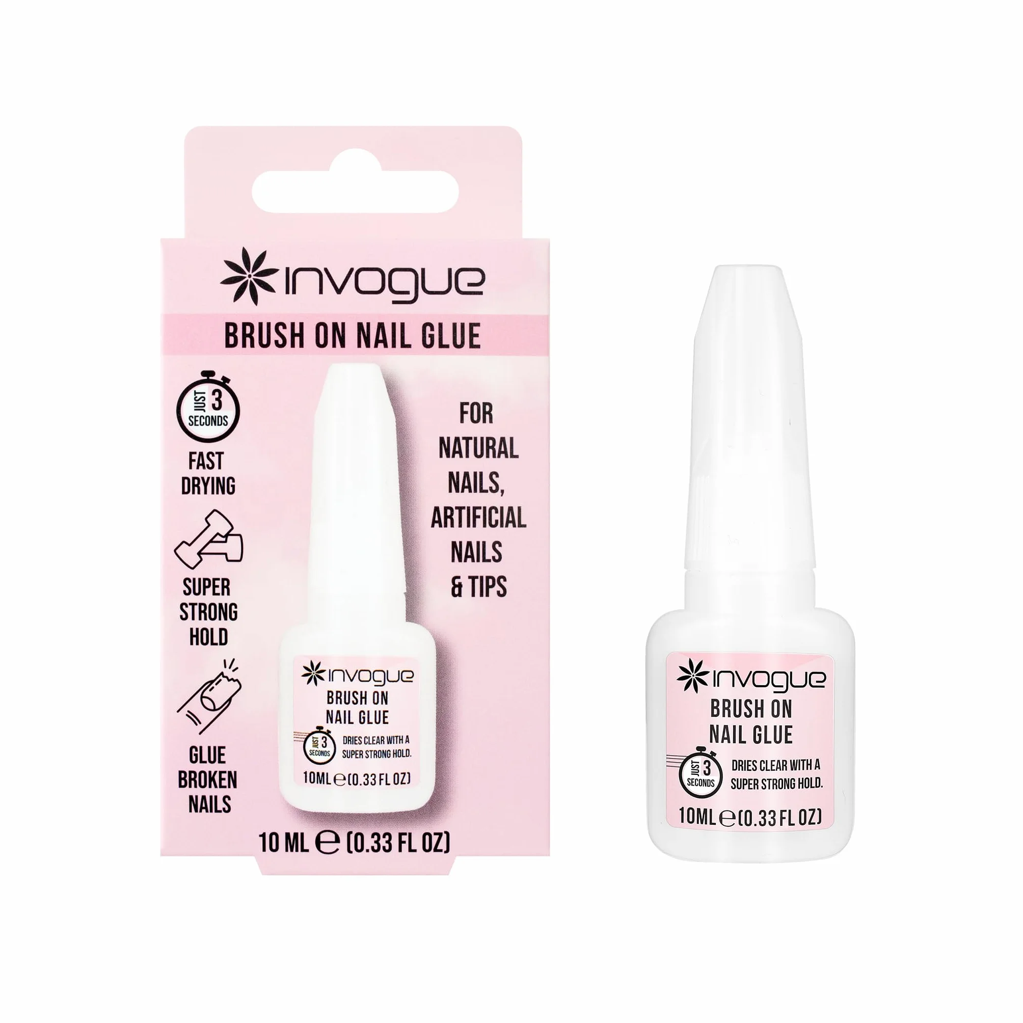 Invogue Colla per Unghie con Pennello, 10 ml