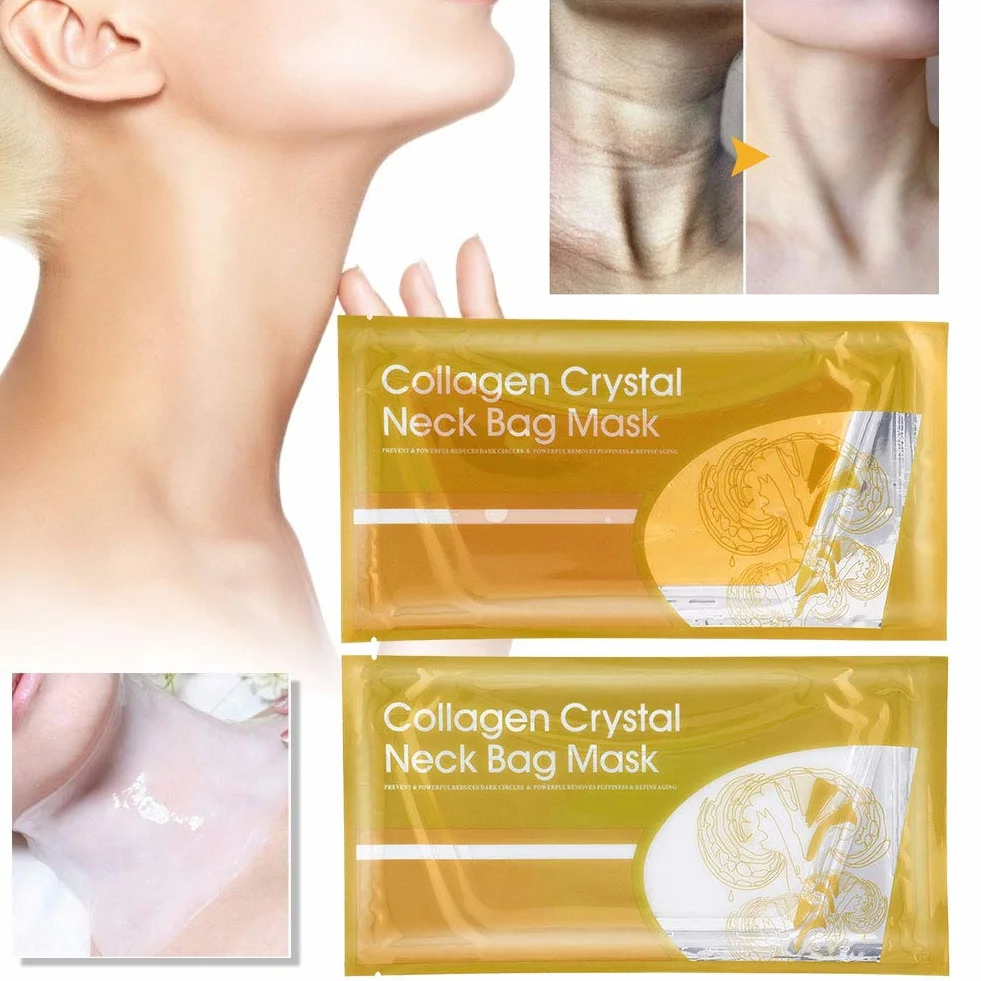 Maschera Collo Al Collagene, 5 Pezzi Maschera Rassodante Collo Al Collagene Anti-rughe Cuscinetti Al Collo Al Collagene Patch Patch per il Sollevamento delle Rughe Lisce Maschere Idratanti Cura(Oro)