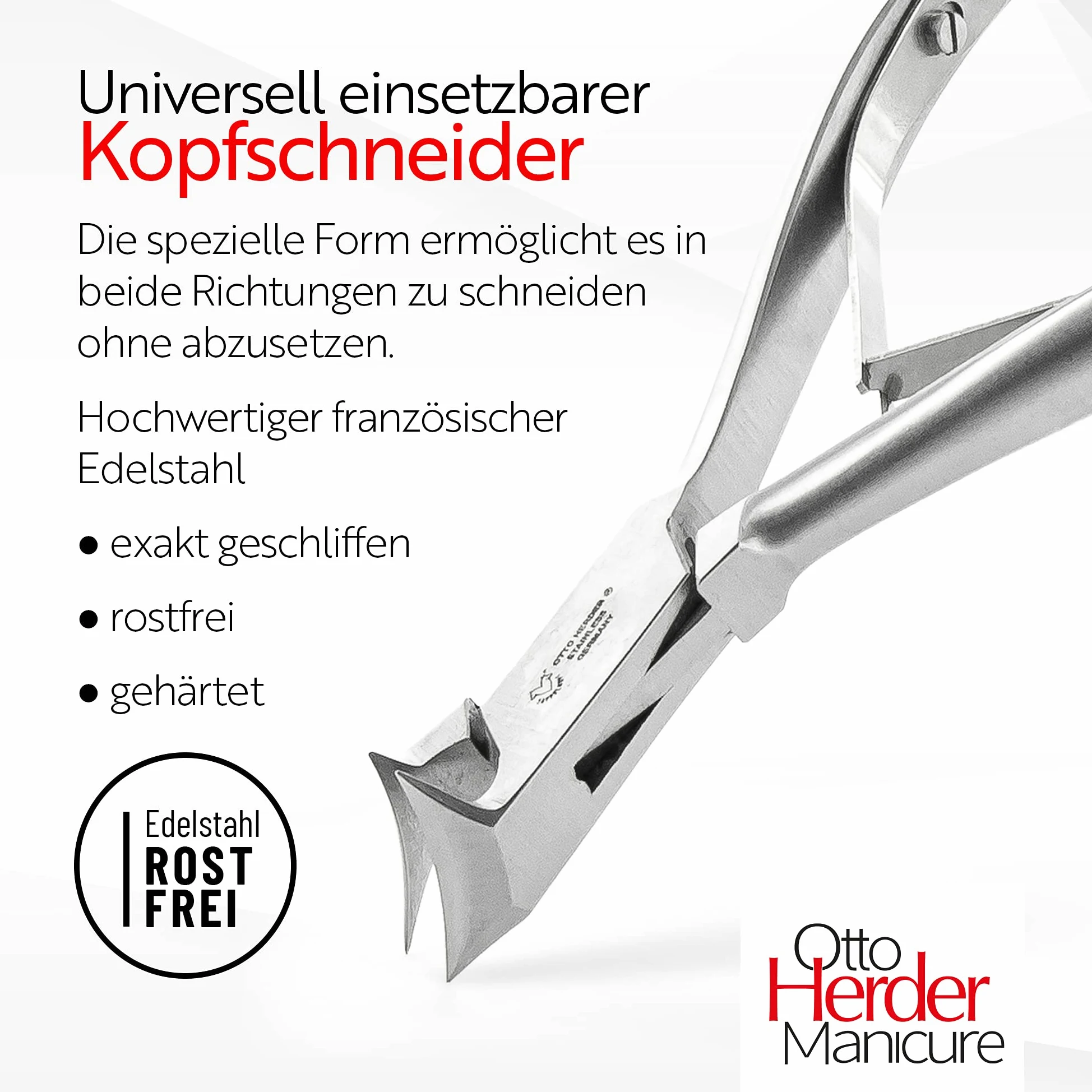 OTTO HERDER - Tronchesina per unghie dei piedi, 14 cm, in acciaio inox, tagliaunghie con lunghezza di taglio da 1,6 cm, per unghie spesse e incarnite