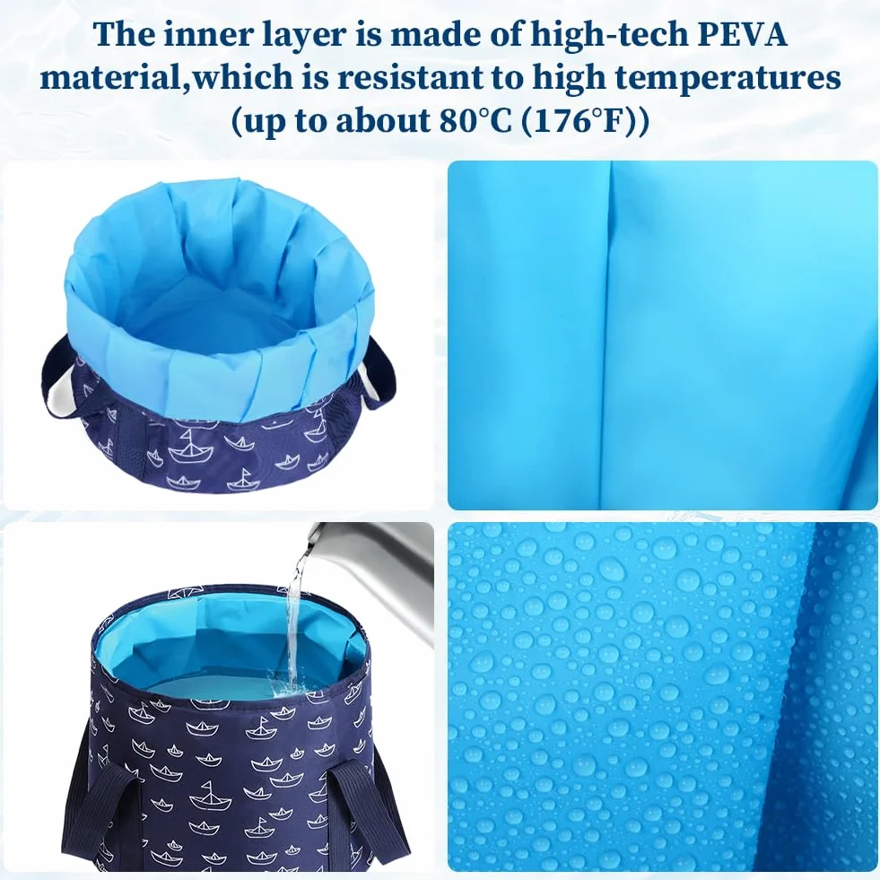 Flintronic Secchio Pieghevole per Piedi Ammollo 25 L, Bacino Portatile per Pediluvio, Secchio Pediluvio da Viaggio in Tessuto Oxford Impermeabile, per Viaggi, Pesca, Lavaggio Auto, Pediluvio