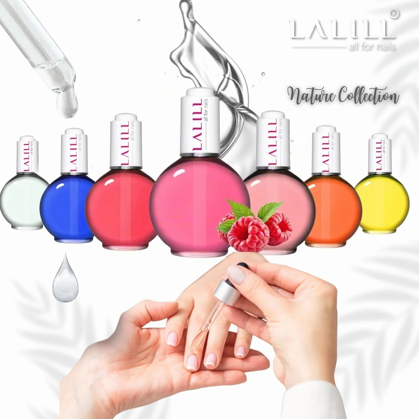 LALILL Olio per Cuticole e Unghie 75ml Lampone Idratante Rigenerante