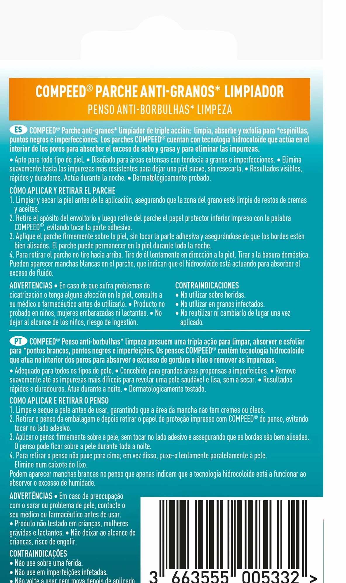 Compeed® - Patch per pulizia con idrocolloidi | Pulisce, assorbono ed esfoliano - uso notturno | 7 toppe da 6,8 x 4,2 cm