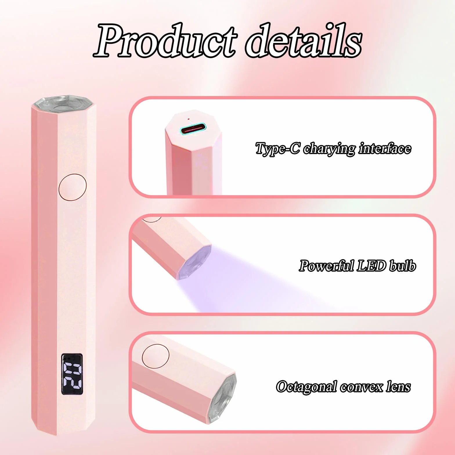 Mini Lampada UV LED Unghie, 3W Piccola Lampada Gel Unghie con Supporto Pieghevole, Timer 20/60S, Portatile Torcia per Asciugatura Rapida Smalto Gel, Colla UV e Prolunghe Unghie per DIY e Viaggi