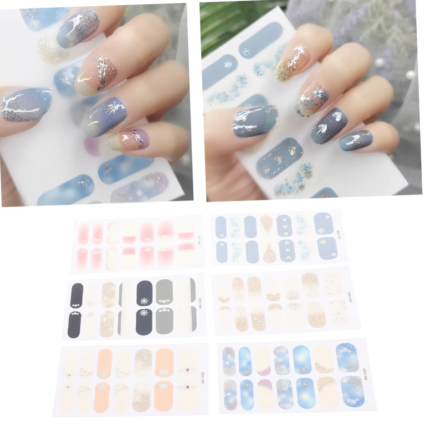 5 Set Adesivi Per Unghie Con Design Delicati Decorazioni Nail Art Autoadesive Per Manicure Te Per Occasione E Utilizzabili Casa O Salone 6 Fogli*5