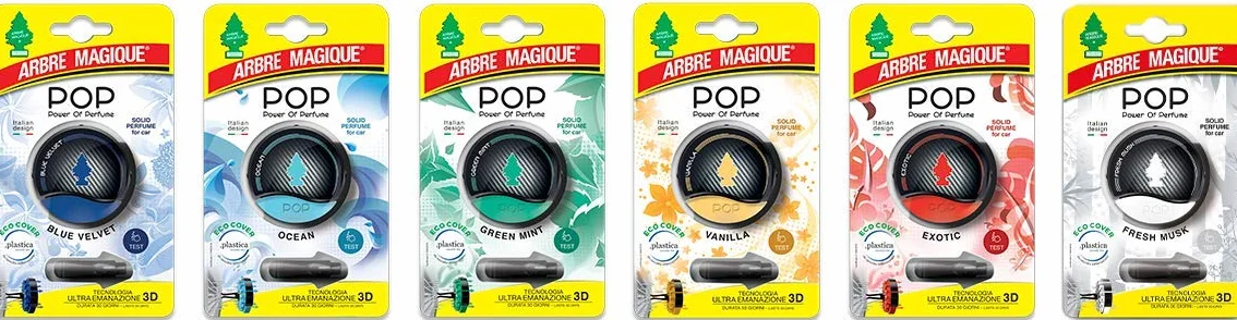 Arbre Magico POP Profumatore Auto Solido Fragranza Ocean Durata 30 Giorni Design Italiano 1 Pezzo