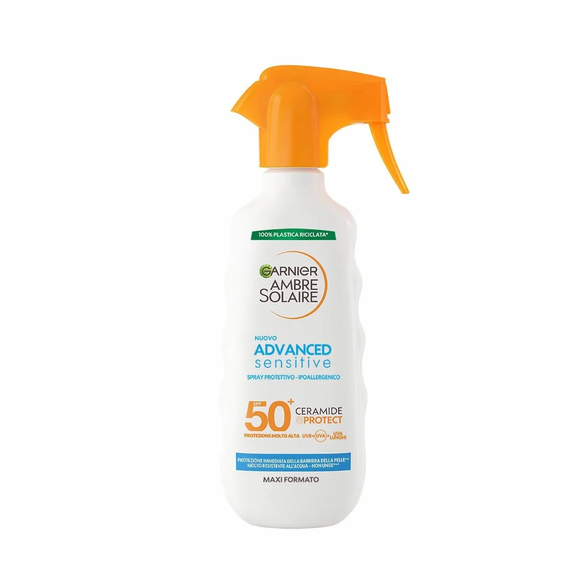Garnier Ambre Solaire Advanced Sensitive Spray Gachette Protettivo Ceramide Protect SPF50+, 270 ml