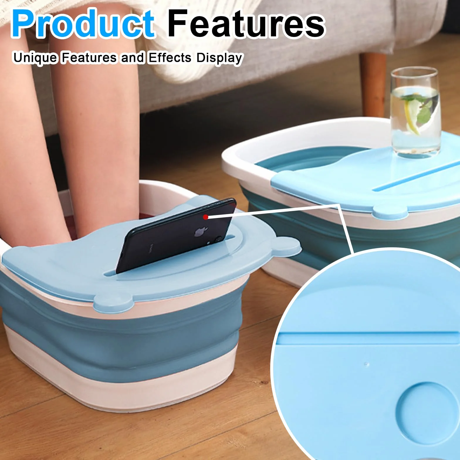 Nizirioo Pediluvio Pieghevole, Bacino Da Bagno Plastica Pediluvio Piedi Vaschetta Pedicure Spa Per Pediluvi Pieghevole Antistress Vasca Da Bagno Per Pedicure Rilassare E Massaggio