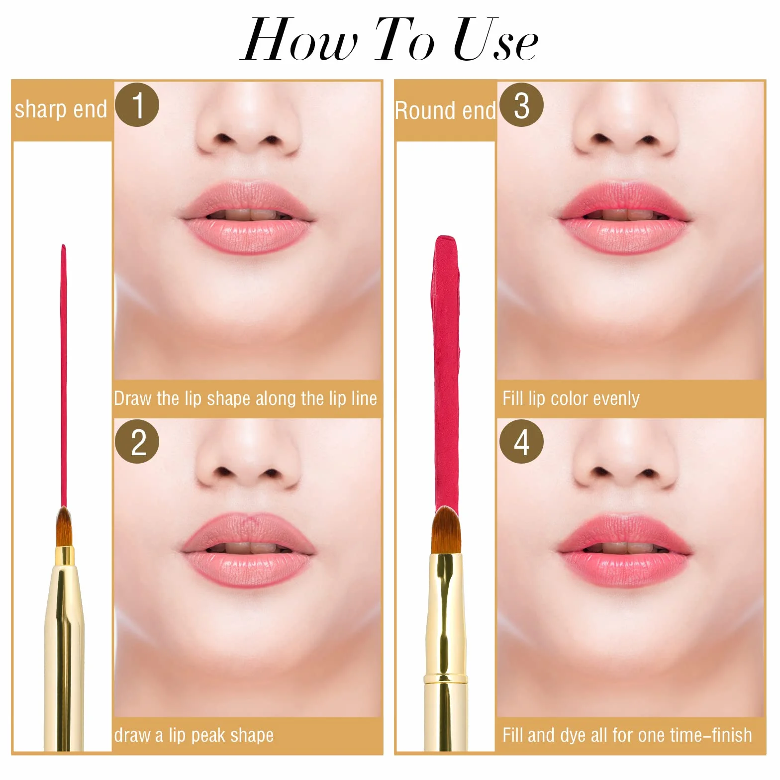Confezione da 2 pennelli retrattili per labbra, rossetto, lucidalabbra, doppia estremità, pennelli da trucco con tappo, pennello per rossetto, applicatore da viaggio