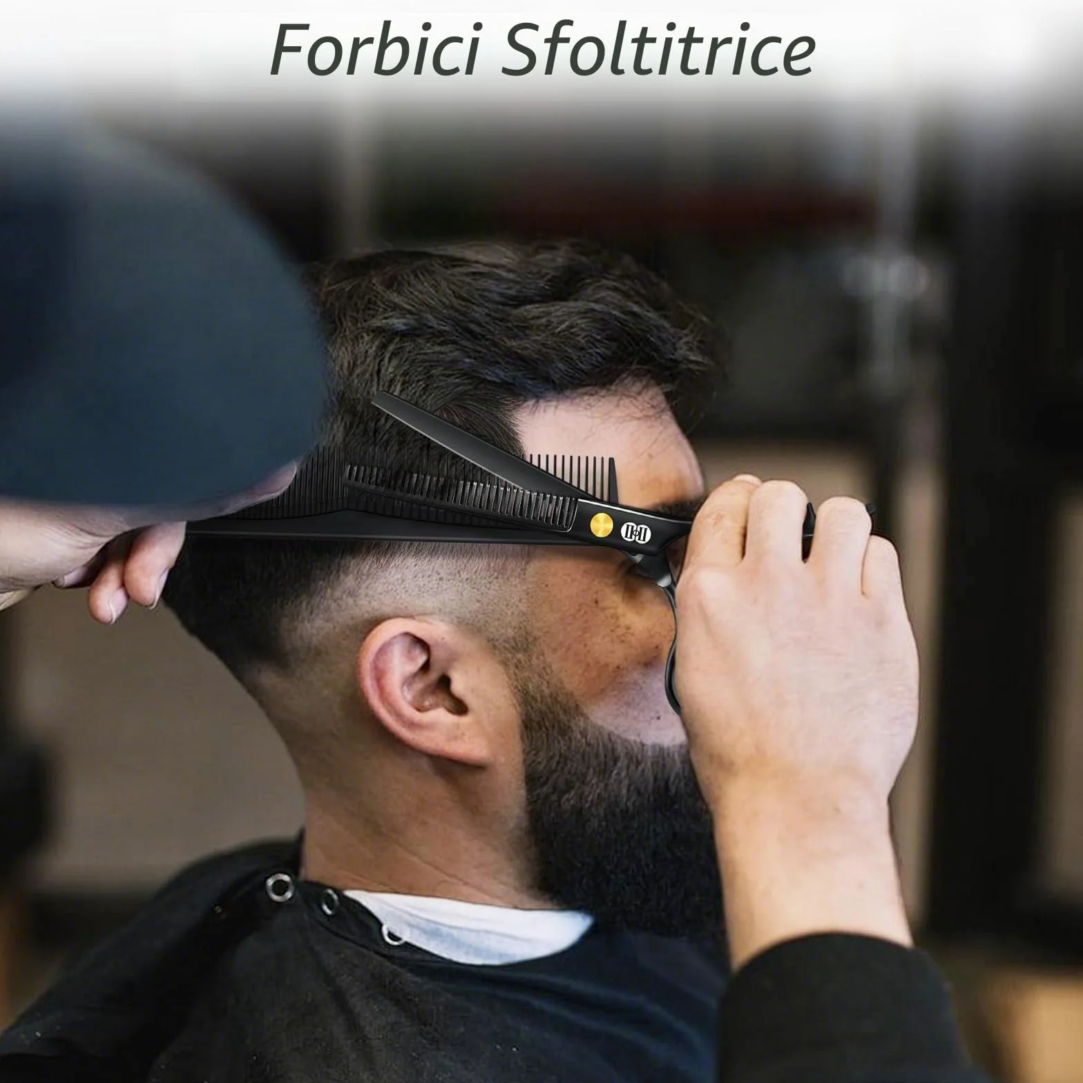 Forbici Parrucchiere Professionali 6,7 Pollici Taglio Capelli Barba Sfoltire Uomini Donne Salone Casa Nero