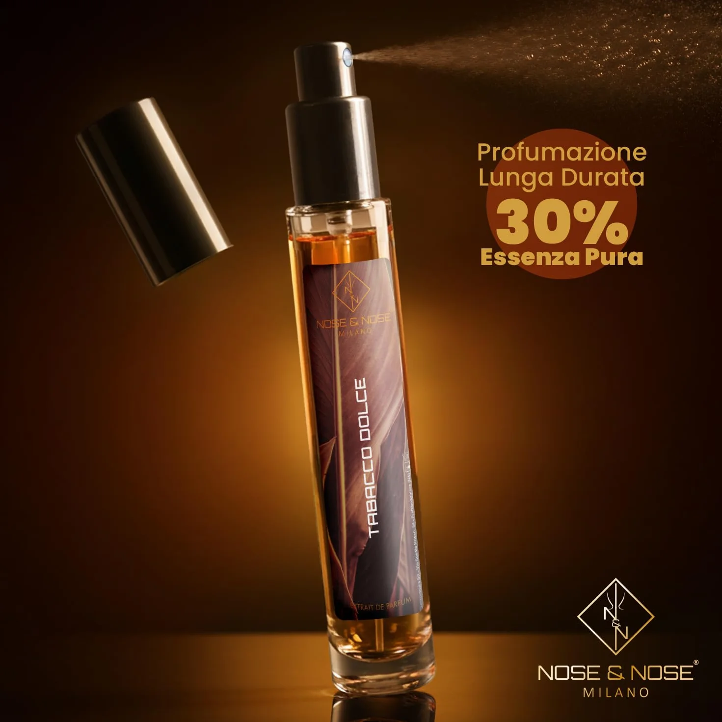 NOSE & NOSE MILANO Tabacco Dolce Profumo Unisex Extrait de Parfum Equivalente e Ispirato Tobacco Vanille - Profumo di Lunga Durata e persistente, Fragranza Intensa con 30% di Essenza Pura 100 ml