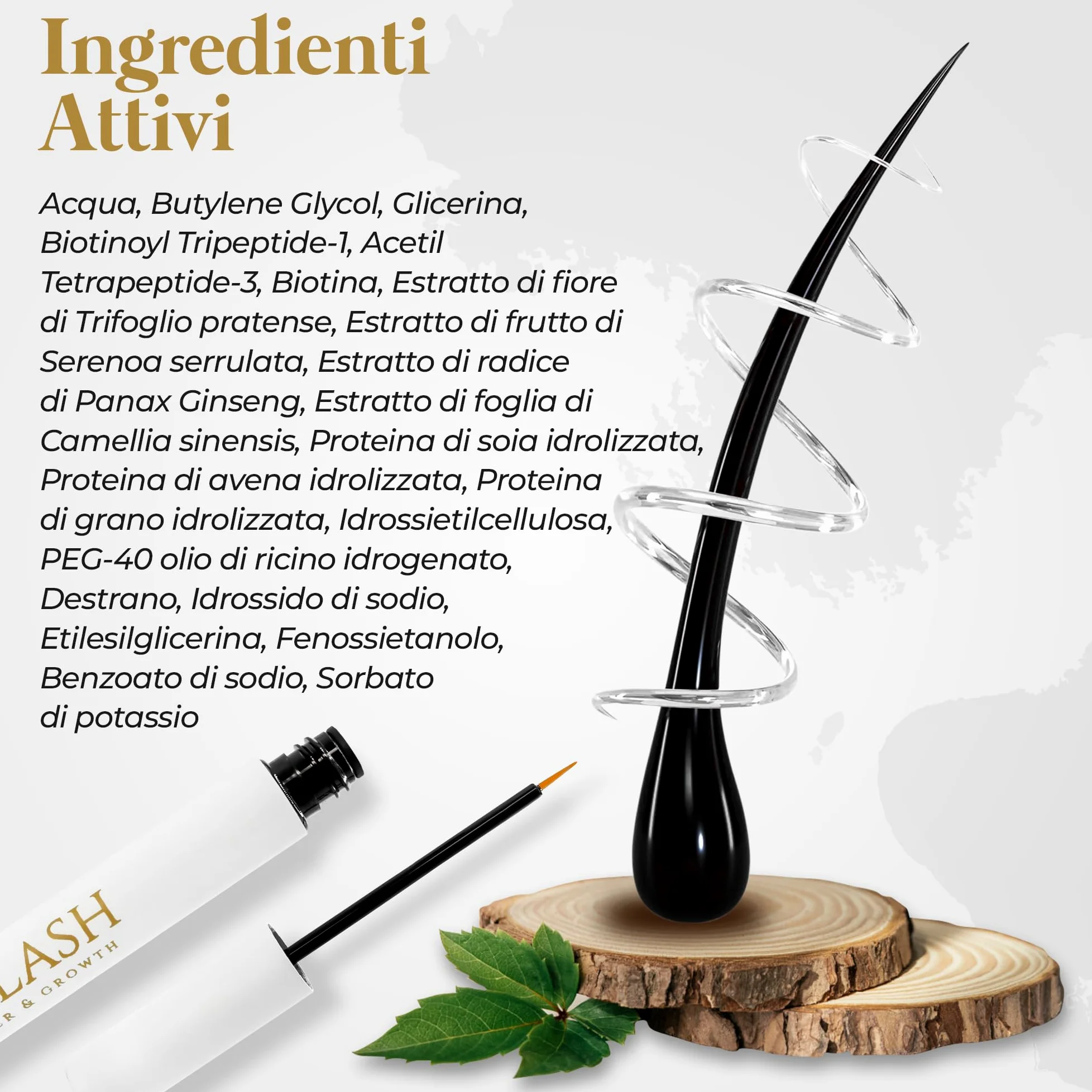 Siero Ciglia Allungante| Siero Crescita Rinforzante Naturale SENZA Ormoni| Trattamento Rinforzante 5ml per 4 Mesi | Guida e Misuratore Inclusi