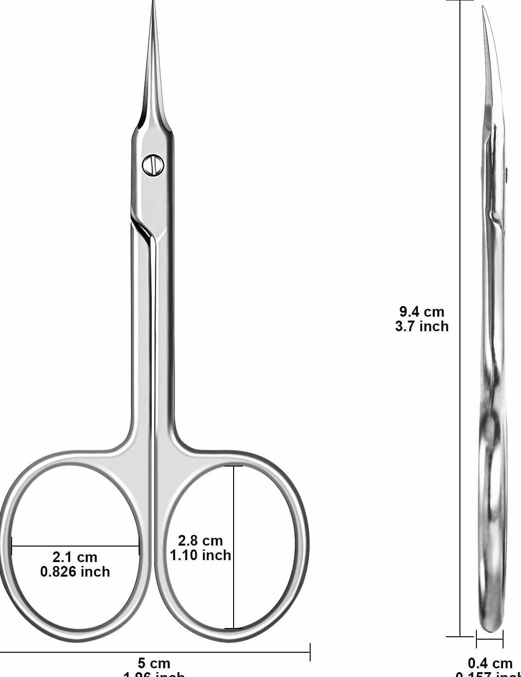 Forbicine per Cuticole in Acciaio Inossidabile, Forbici Professionale Punta Curva Sottile, Argento