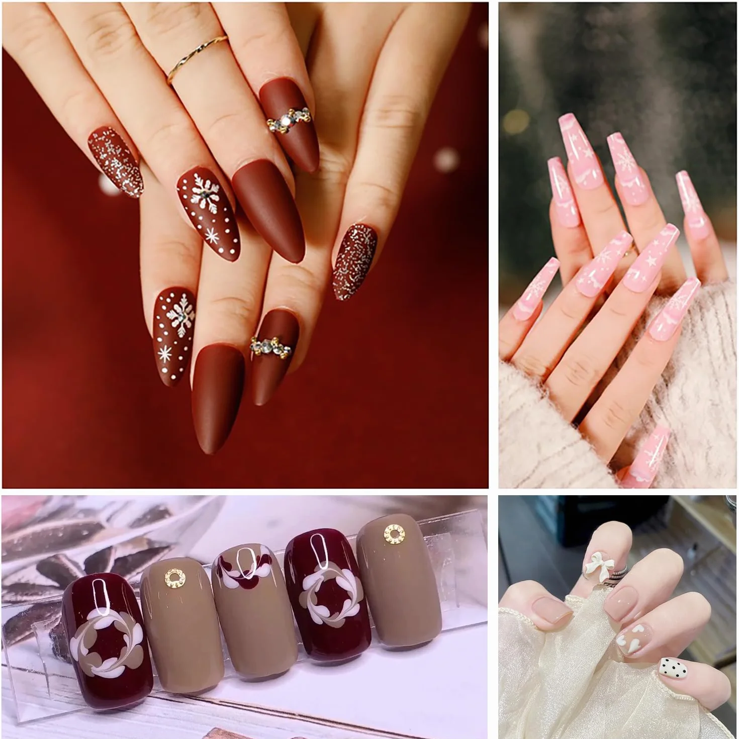 Pennelli Unghie Gel Doppia Punta Nail Art 6 Pezzi con Punteggiatura per DIY Decorazioni Nero