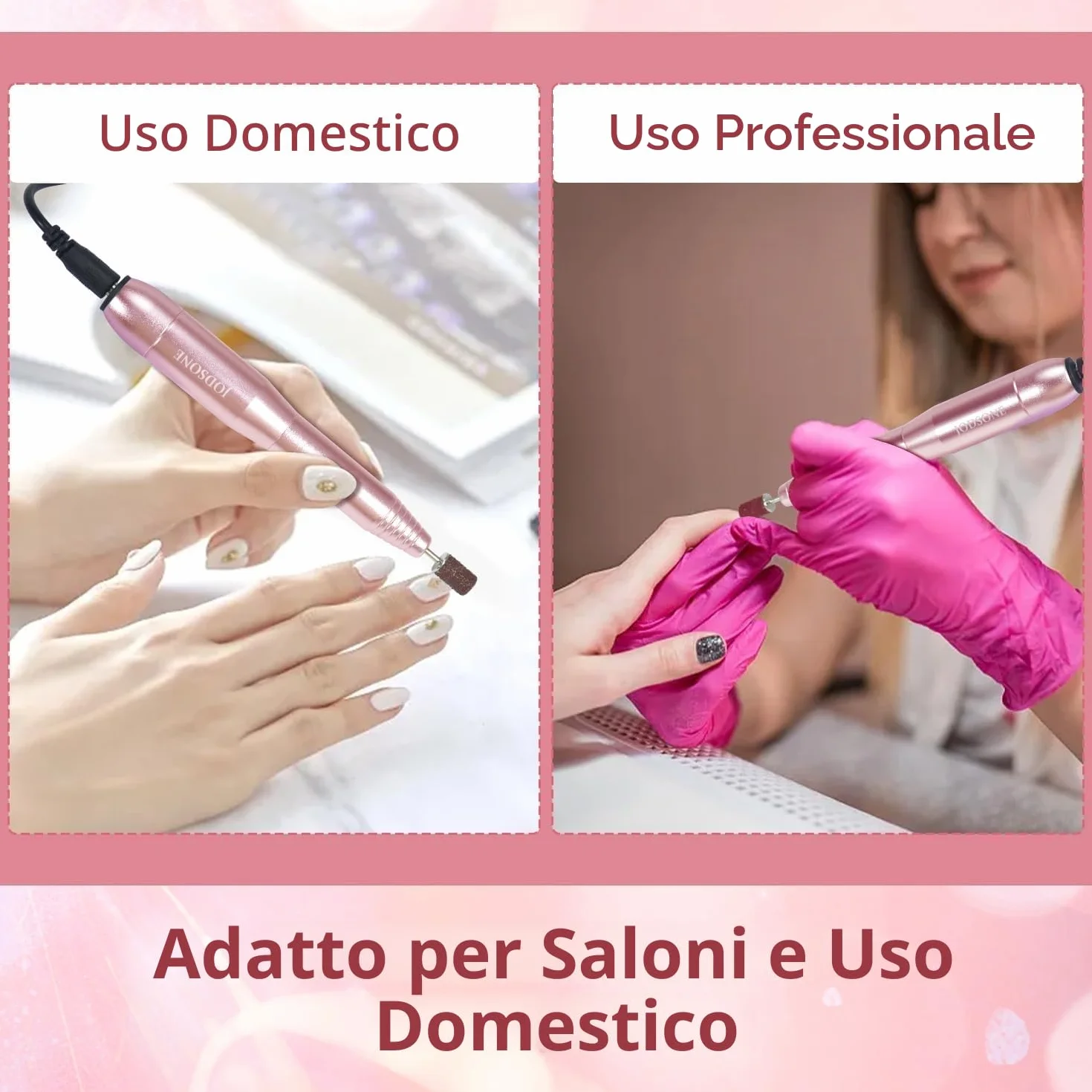JODSONE Fresa per Unghie Professionale 20000RPM 6 in 1 con 6 Punte di Ricambio