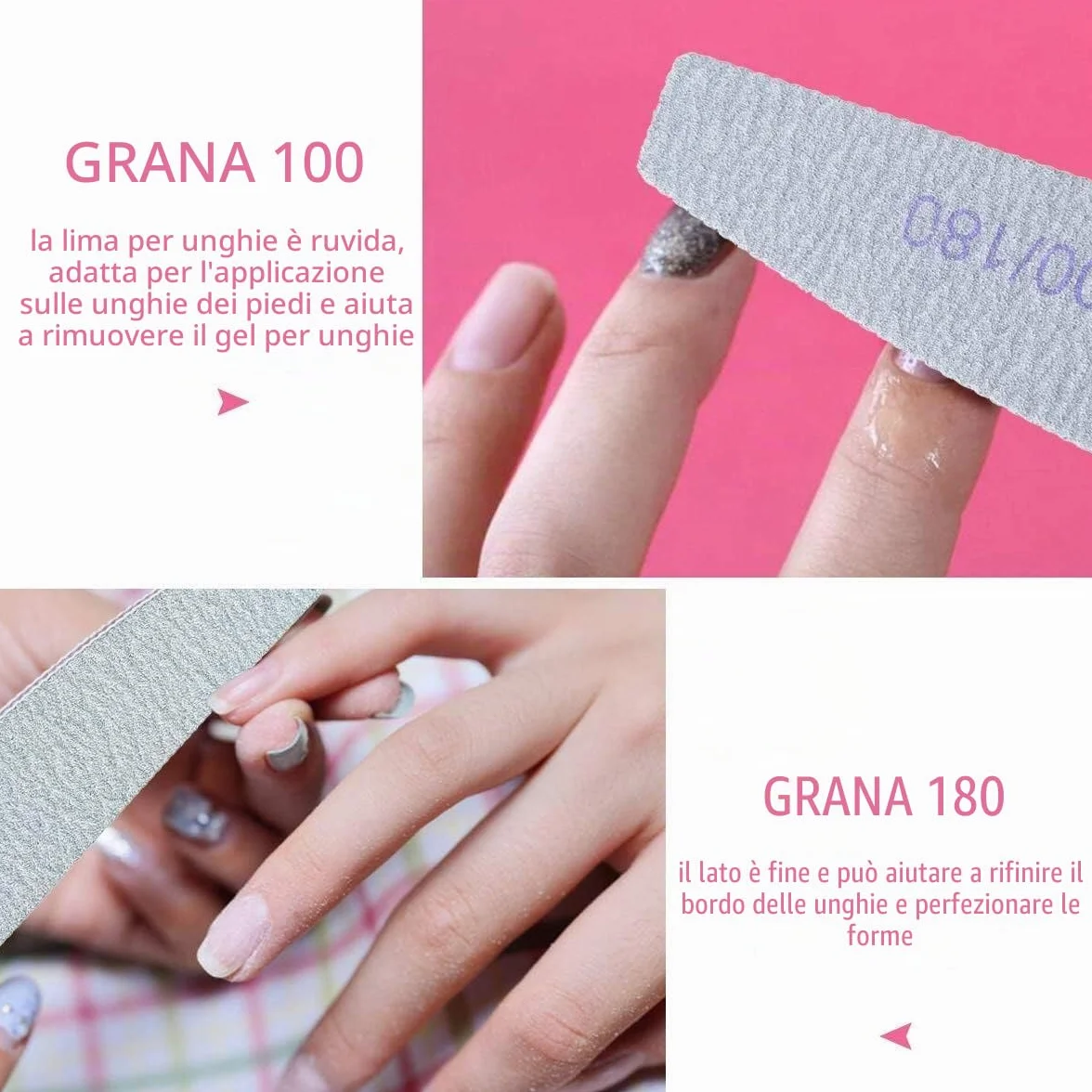 URAQT Lime per Unghie 100/180 Professionali Lavabili a Doppia Faccia, 16 Pezzi