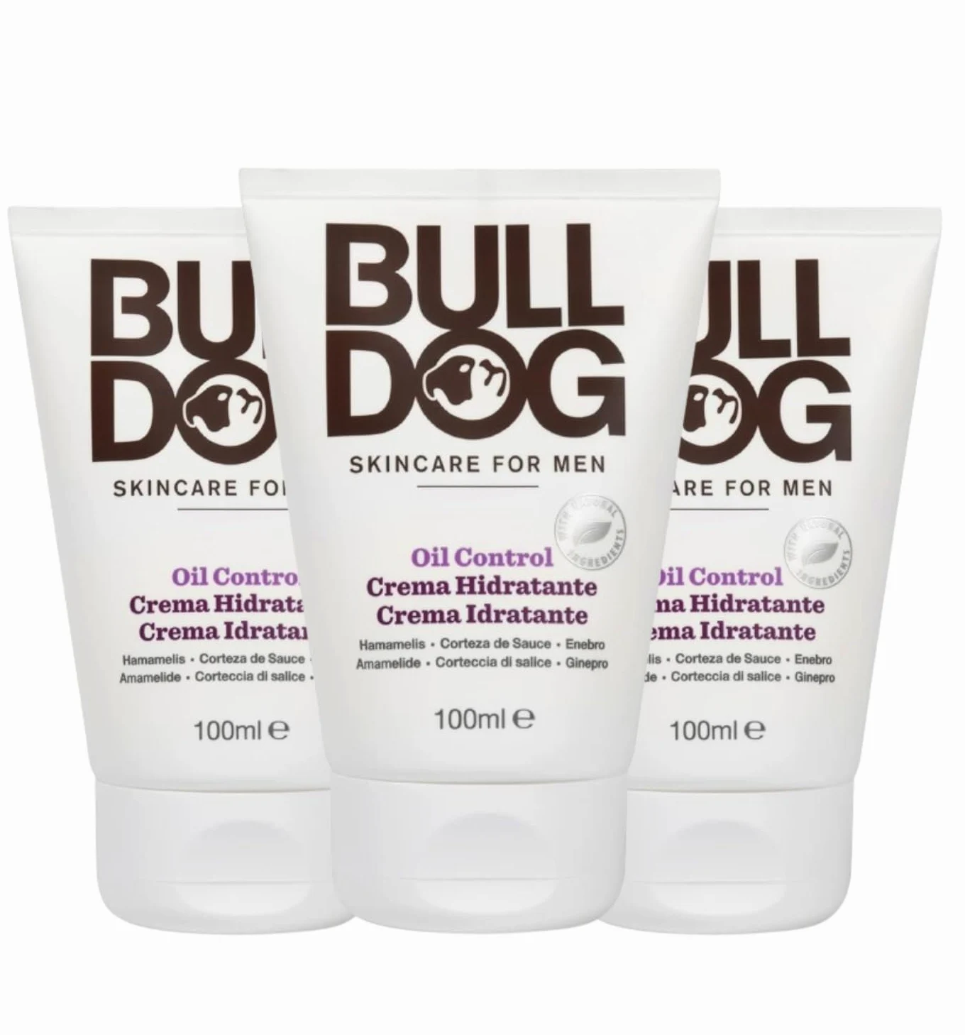 BULLDOG Confezione da 3 creme idratanti anti-grasso per uomo, 3 x 100 ml