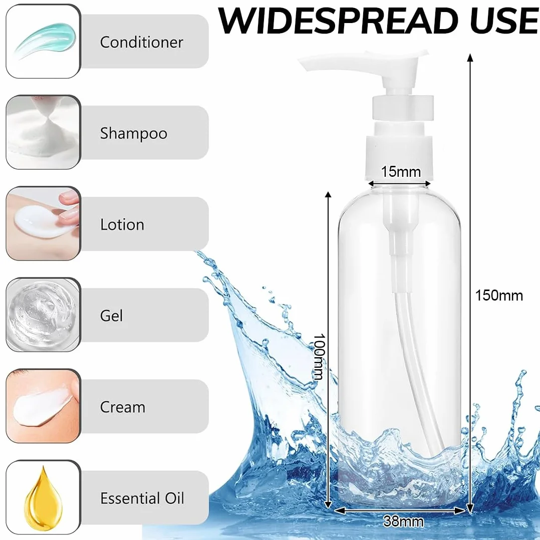 4 Pezzi Flaconi da Viaggio 100 ml, Bottiglie da Viaggio Trasparenti, Contenitori da Viaggio per Liquidi, Boccette Contenitori Ricaricabile, per Cosmetici, Lozione, Bagno, Shampoo