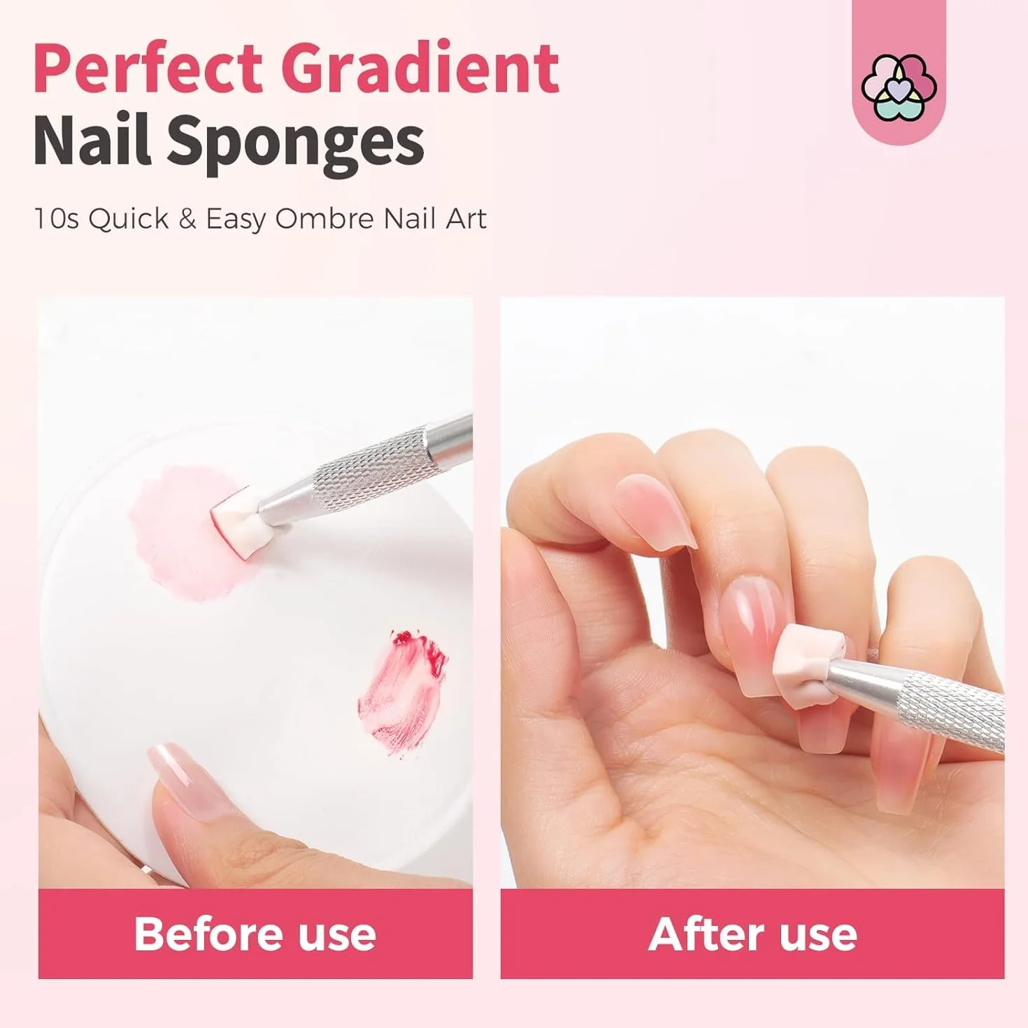 125 Pezzi di Spugna Unghie con Pinza Metallica, Pennelli Unghie, Unghie Ombre Design, Strumenti per la Nail Art Pennello di Spugna, Usato per Creare una Varietà di Modelli di Nail Art Sfumati