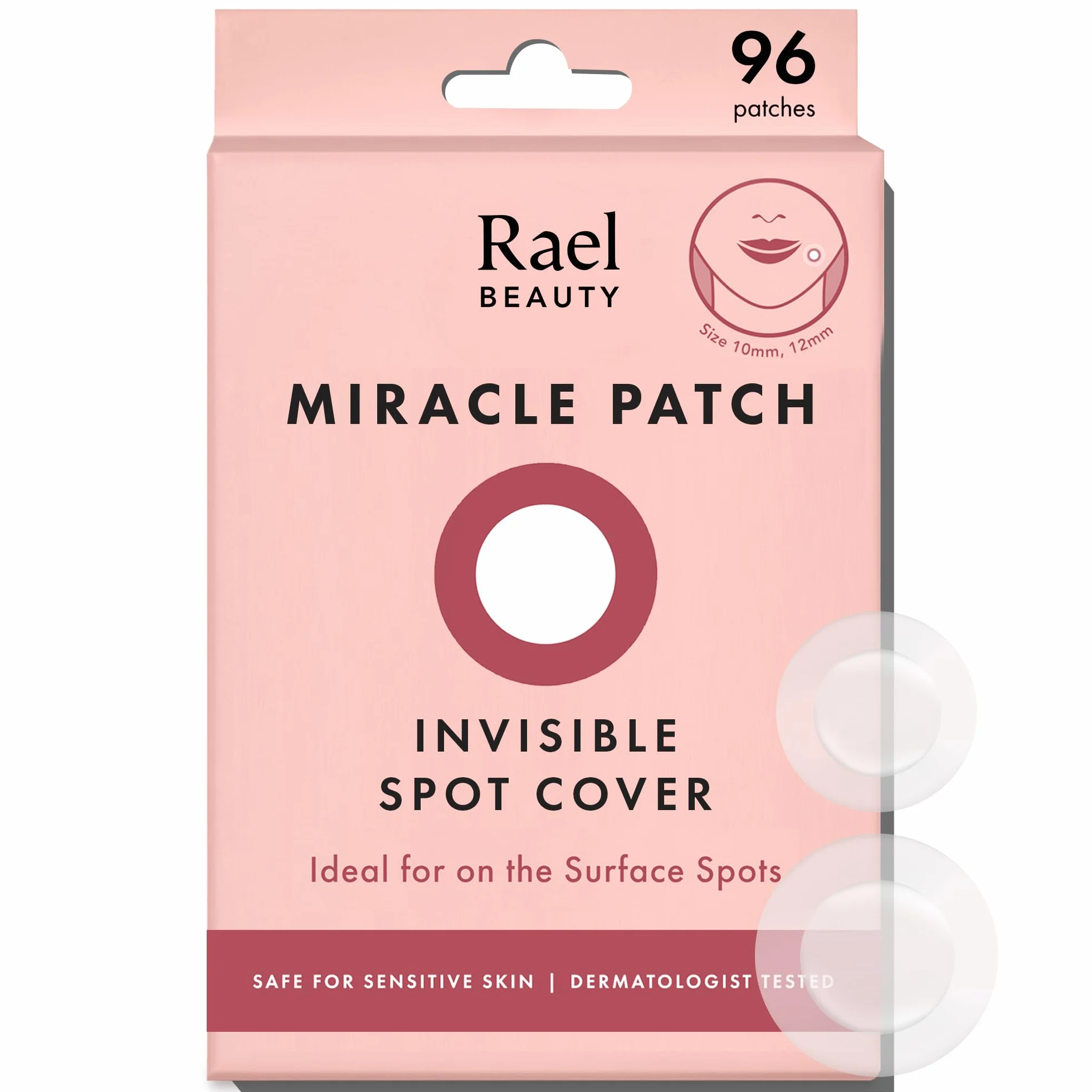 Rael Miracle Invisibili Patch Brufoli - Idrocolloide Pimple Patches, Cerotti Brufoli Viso, Anti Acne, 2 Taglie, Vegano, Cruelty Free (96 Pezzi)
