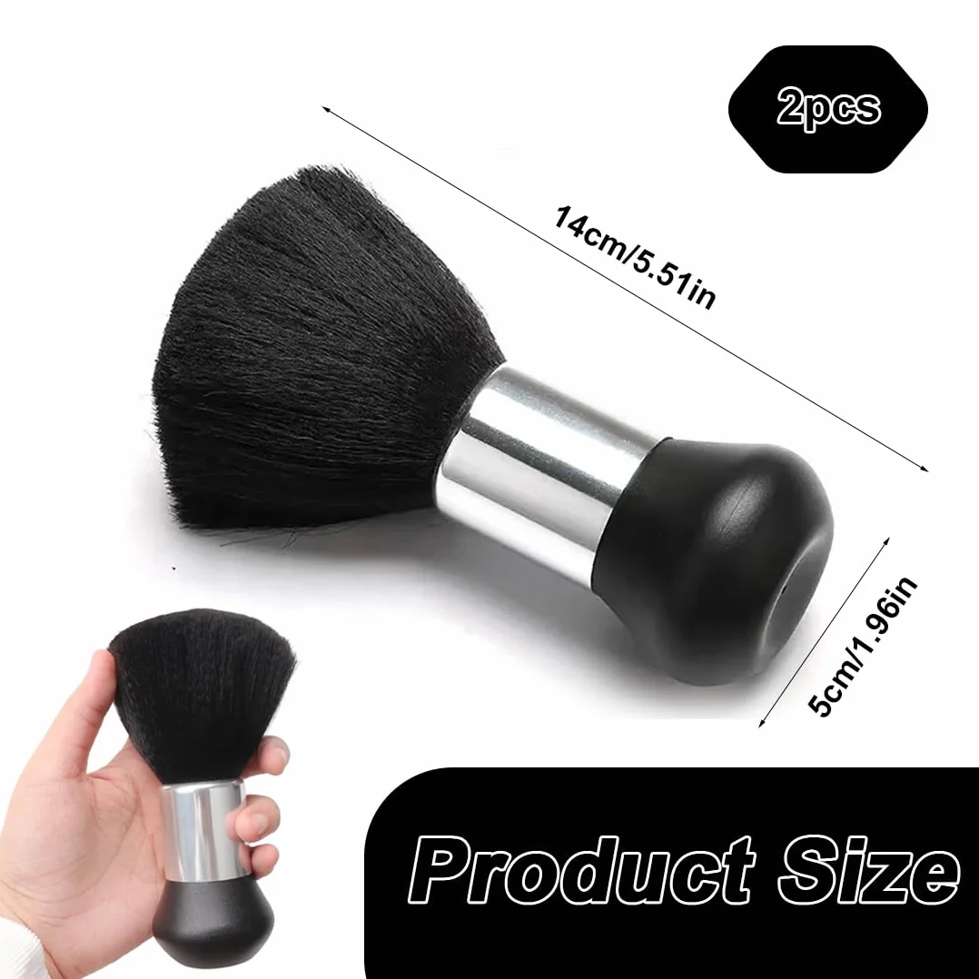 2 pezzi Barbiere Collo Spazzola, Pennello da Parrucchiere per Salone per il barbiere, per la pulizia dei capelli, per la rimozione della polvere, colore(Nero)