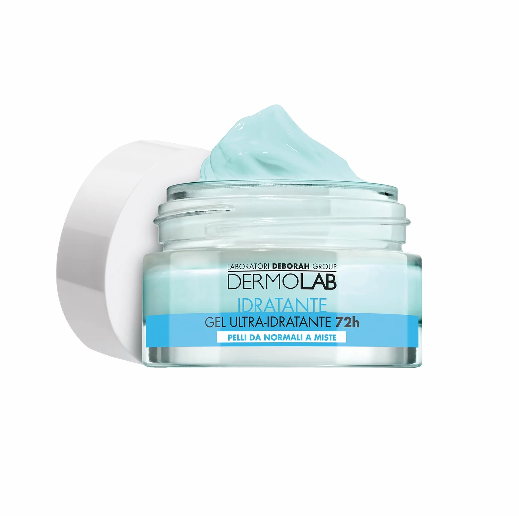 Dermolab - Crema Viso Idratante Gel 72H per Pelle Normale e Mista con Pool di Acido Ialuronico, Effetto Rimpolpante, Protegge la Cute con un'Azione Antiossidante, 50 ml
