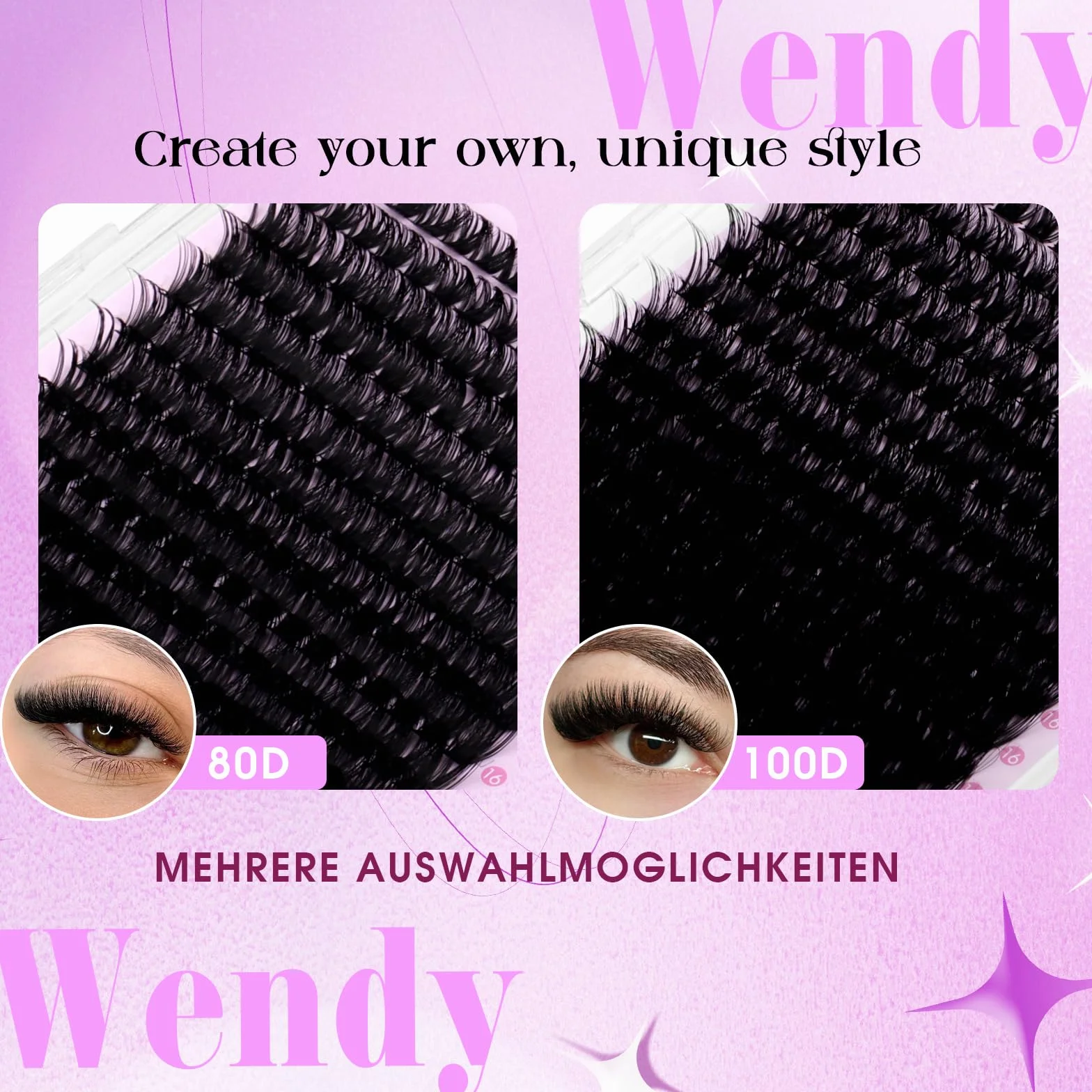 Ciglia Finte Ciuffetti 594PCS 80D+100D D-Curl 10-18mm Look Naturale Lash Extensions DIY