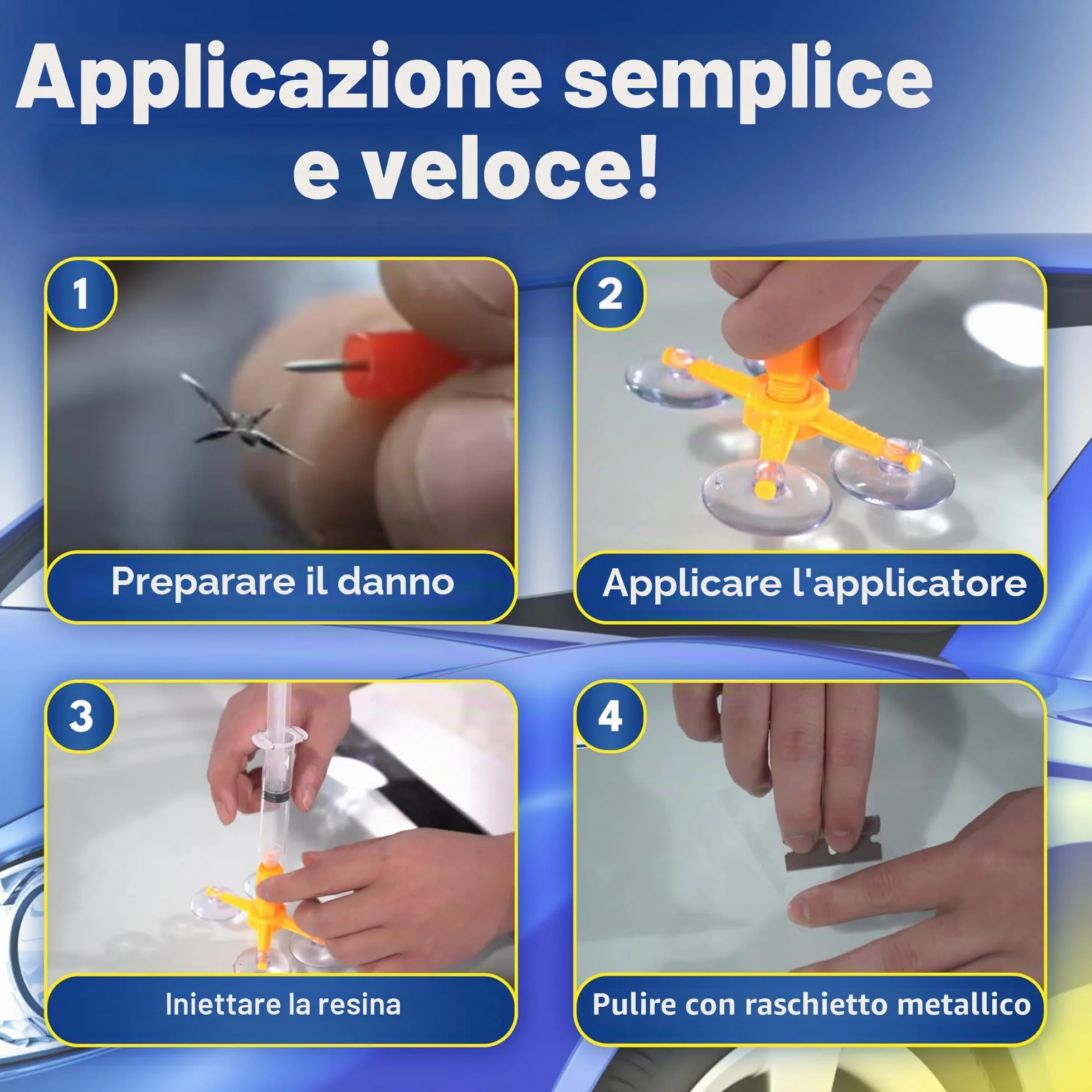 ATG® Kit riparazione parabrezza auto con lampada UV – Resina polimerizzazione rapida