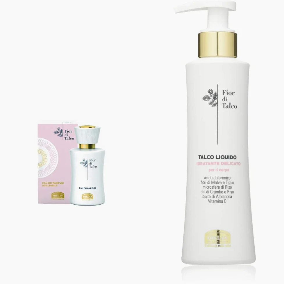 Helan, Fior di Talco, Profumo Donna, Eau De Parfum Lunga Durata, 50 ml, Made in Italy, Durata 4-5 Ore & Fior di Talco, Talco Liquido, Crema Idratante Corpo per Pelle Morbida e Nutriente