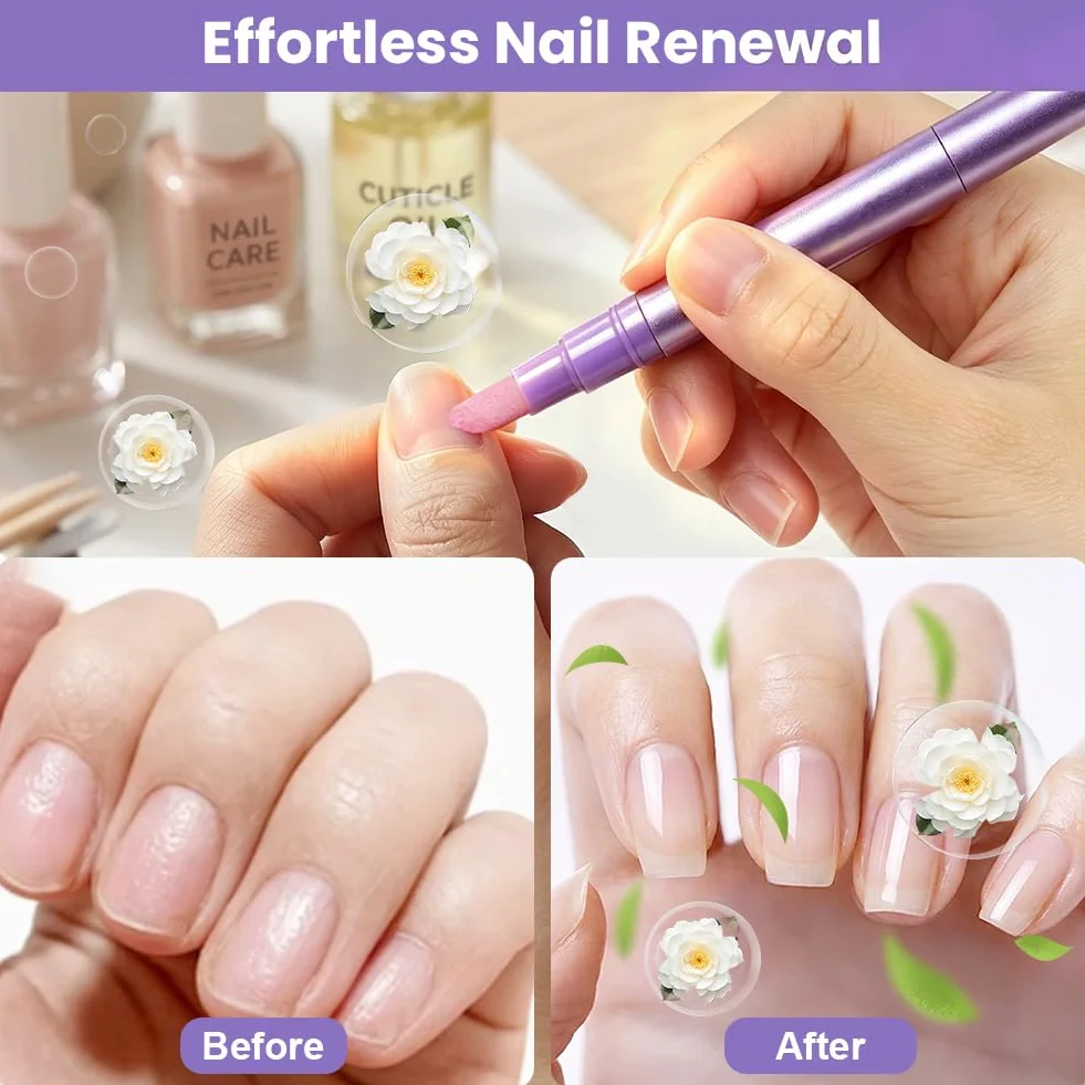 LOPHE Penna 3 In 1 per la Cura, 1PC Cuticle Scrub Pen con 45°Punta In Ceramica, con Olio di Semi di Camelia e Semi di Girasole – Idrata e Nutre in Profondità, Formula non Grassa
