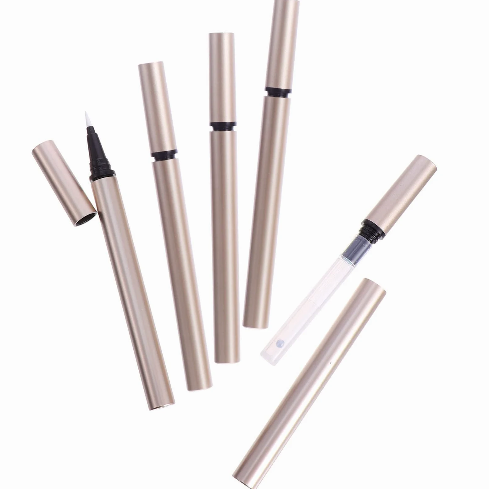Tubo Eyeliner Ricaricabile da 1ml in Plastica Oro, 5 Pezzi | Contenitore Vuoto per Riempimento Diy, Formato Tascabile, Adatto a Grossisti e Rivenditori Cosmetici