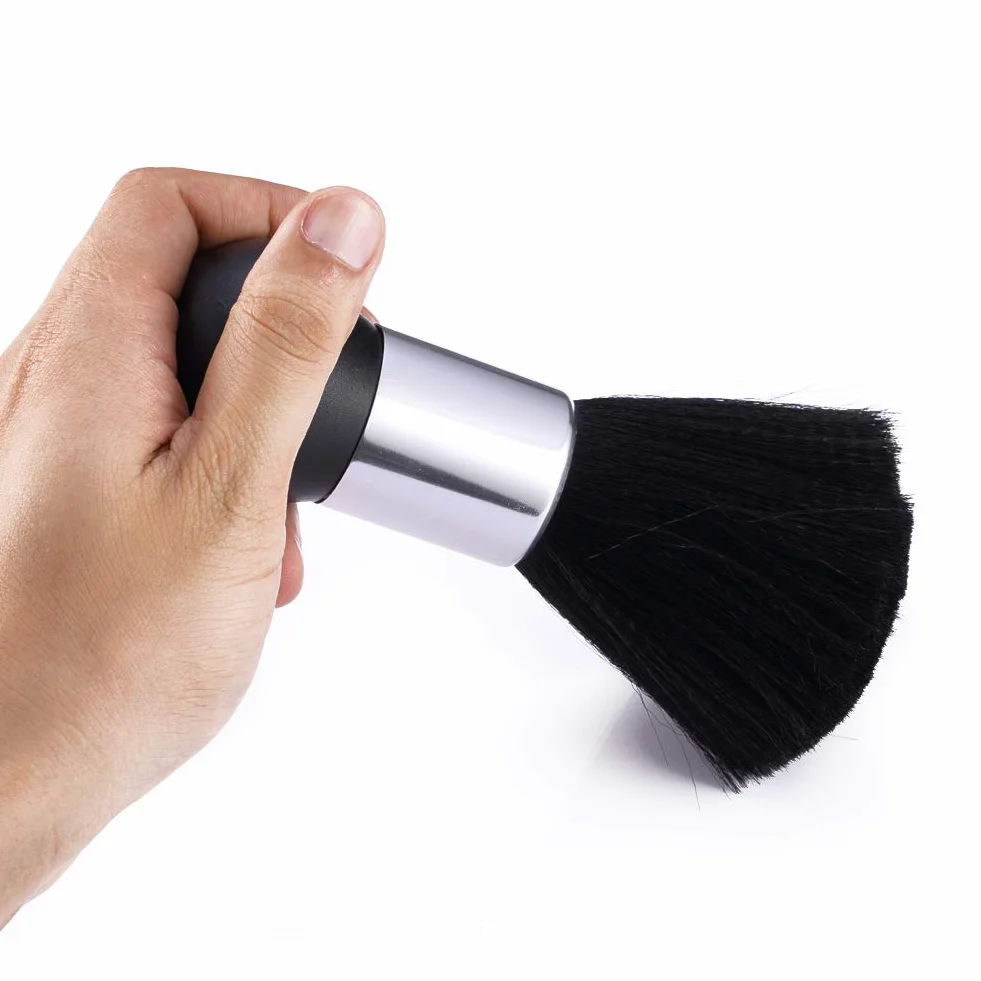 Pennello Parrucchiere, Barbiere collo spazzola ideale per rimuovere i capelli dopo il taglio, Nero