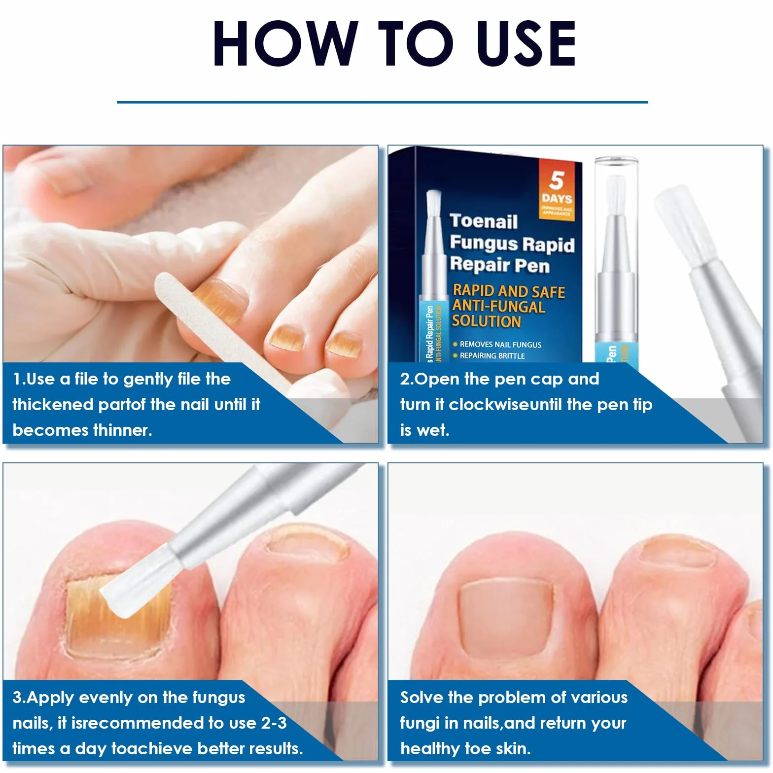 4 Pezzi Penna per la Cura Delle Unghie, Routine Nail Care Pen, Dell'unghia Nutre e Lenisce Le Unghim, Migliora l'aspetto Dell'unghia, Favorisce la Salute Delle Unghim
