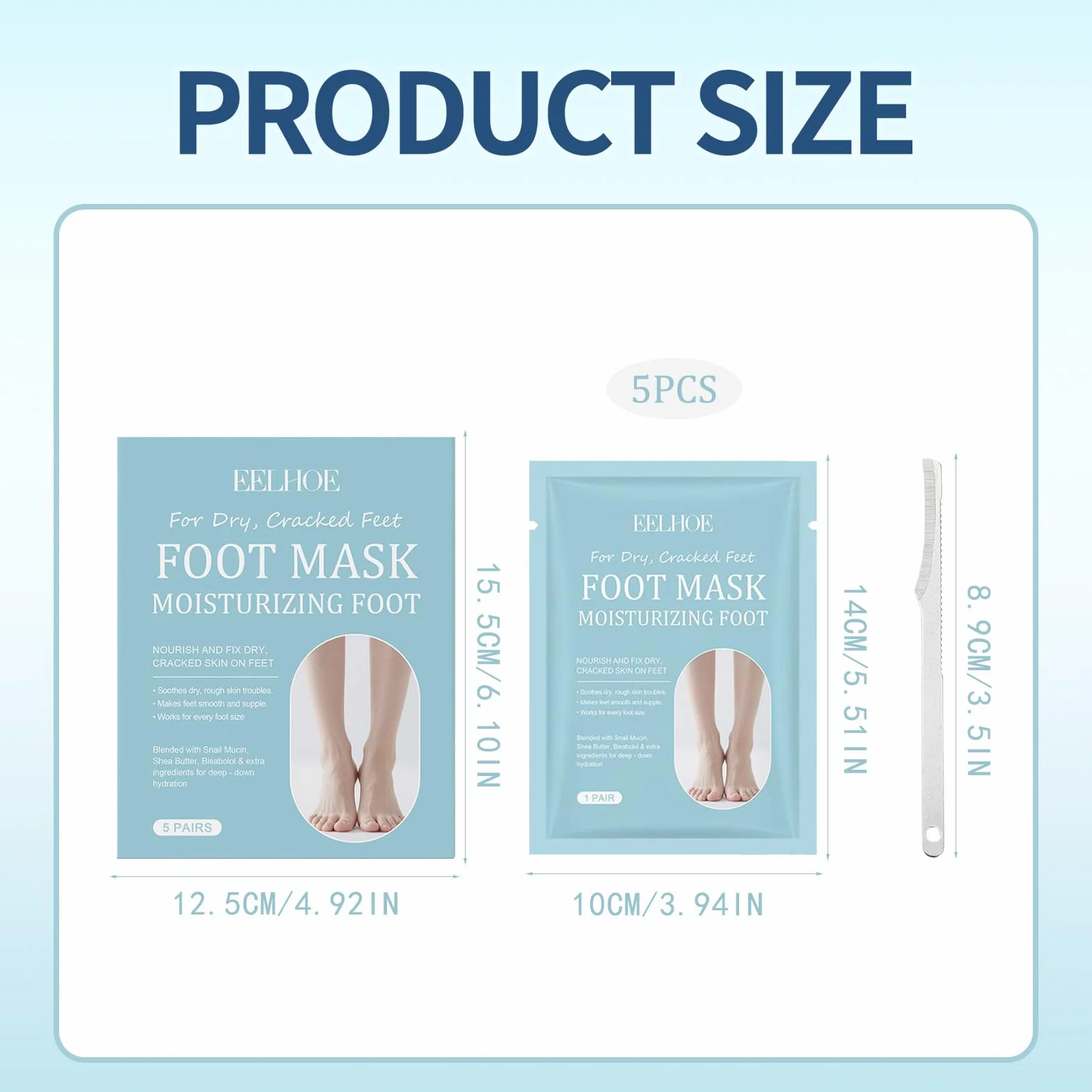 5 paia Maschera Esfoliante Piedi,Peeling Piedi,Idratante,Secchi e Screpolati,con Strumenti Pedicure per Uomo e Donna