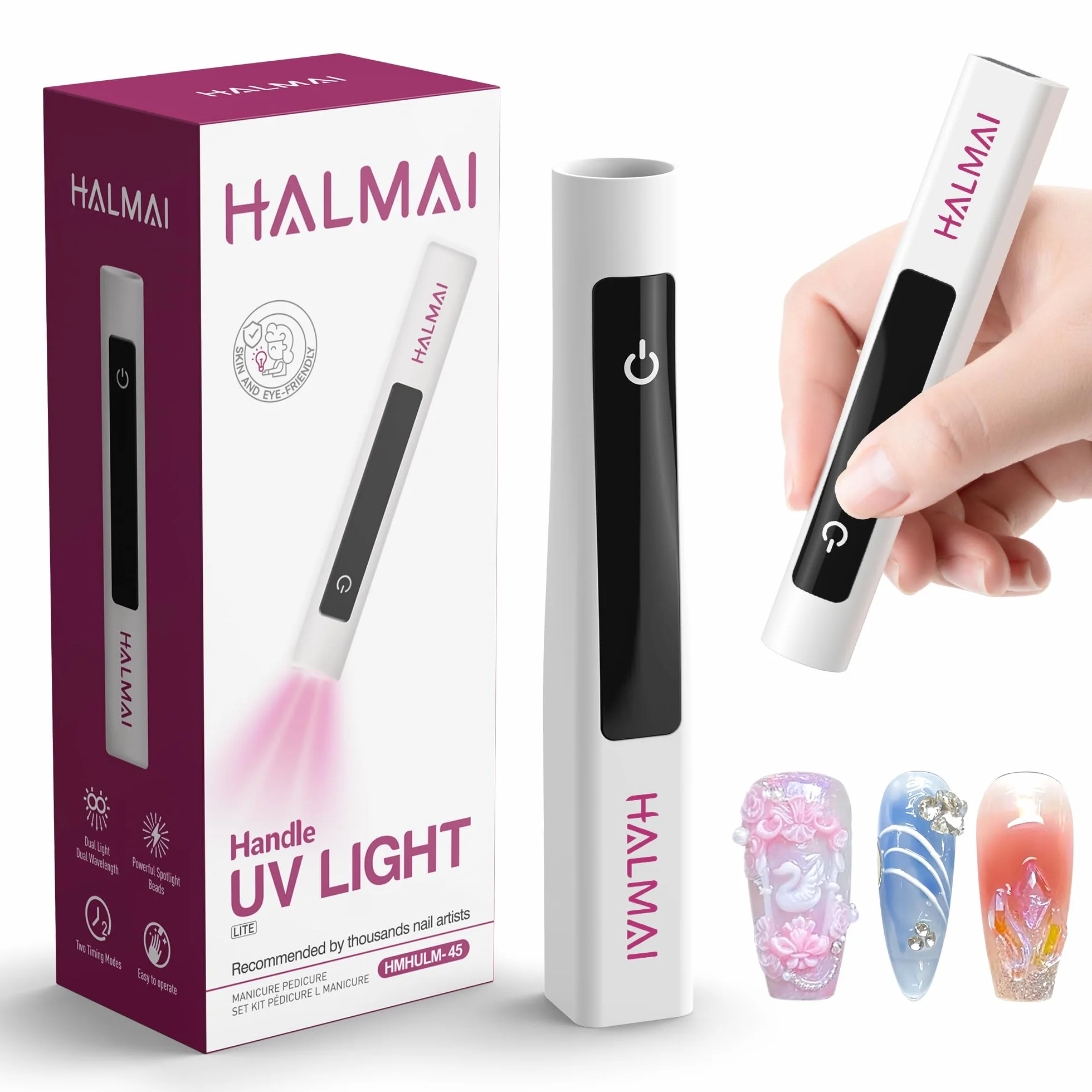 Halmai Lampada UV Portatile per Smalto Gel, Mini Luce Rossa LED, Asciuga Unghie USB Ricaricabile Senza Fili, Strumento per Manicure