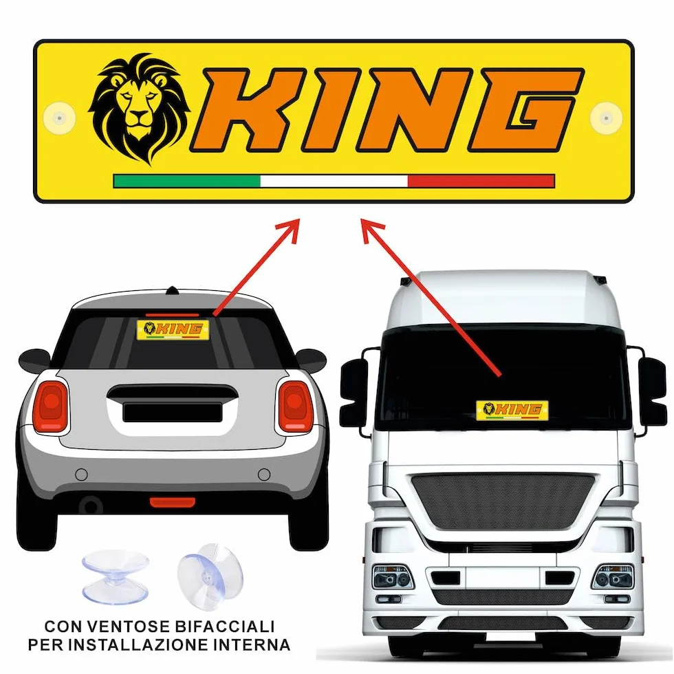 Targa Espositiva Alluminio Rigido per Camion Auto 40x20 cm con Foto Nome Frase e Ventosa