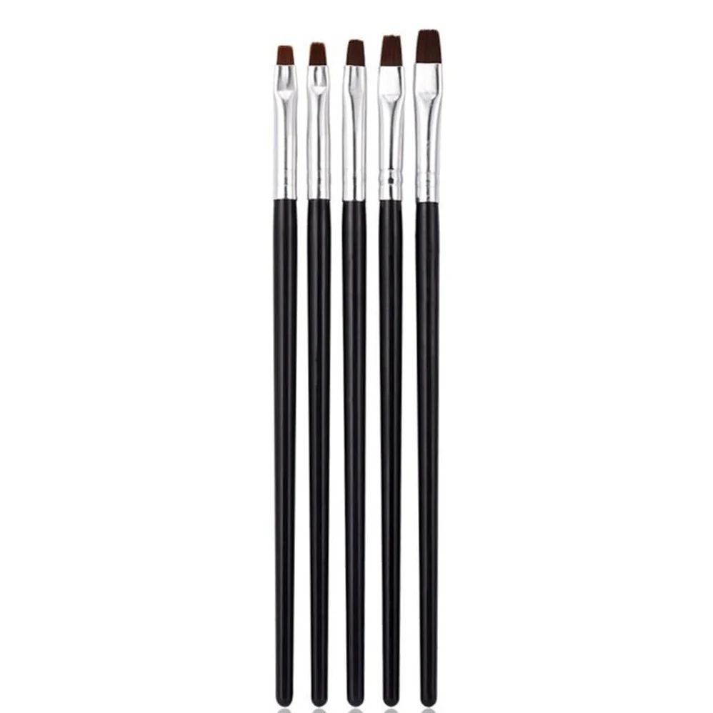Set di 5 pennelli per manicure, colore nero, per unghie