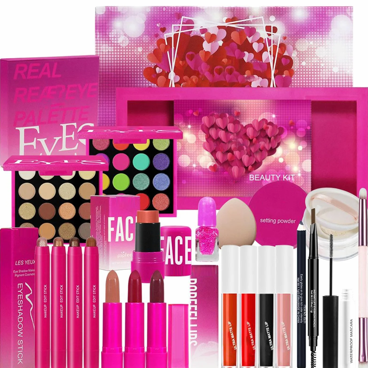 Kit Trucco Donna Trucco Completo Viso Occhi Labbra Per Donne | Rossetto Palette Ombretti Blush Cosmetici Con Pennelli Per Palcoscenico Viaggi E Lavoro