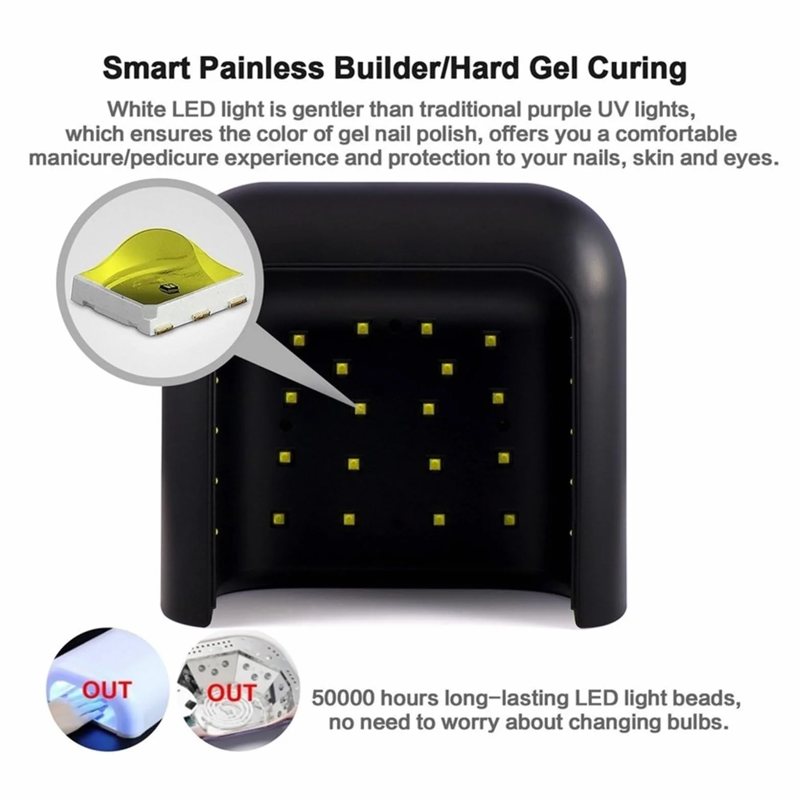 Lampada Unghie, Lampada UV for unghie a LED for macchina for asciugare le unghie Lampada UV da 48 W for smalto gel for unghie UV con display LCD con rilevamento del movimento Unghie secche per Manicur