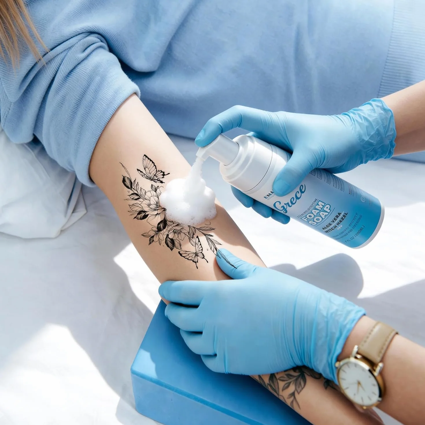 Schiuma detergente per tatuaggi, 200 ml, schiuma detergente delicata per nuovi tatuaggi, lenitivo e idratante, per la cura del tatuaggio, fresca