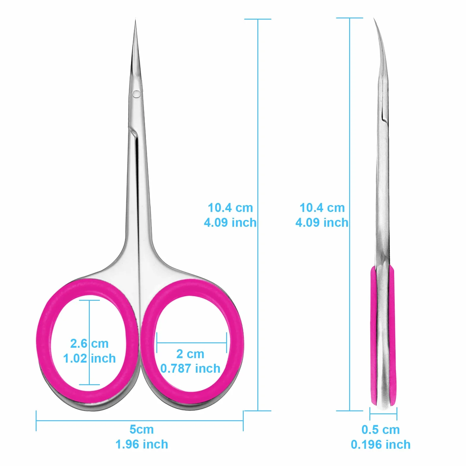 Forbicine per Cuticole Professionale in Acciaio Inossidabile 420 Punta Curva Rosa