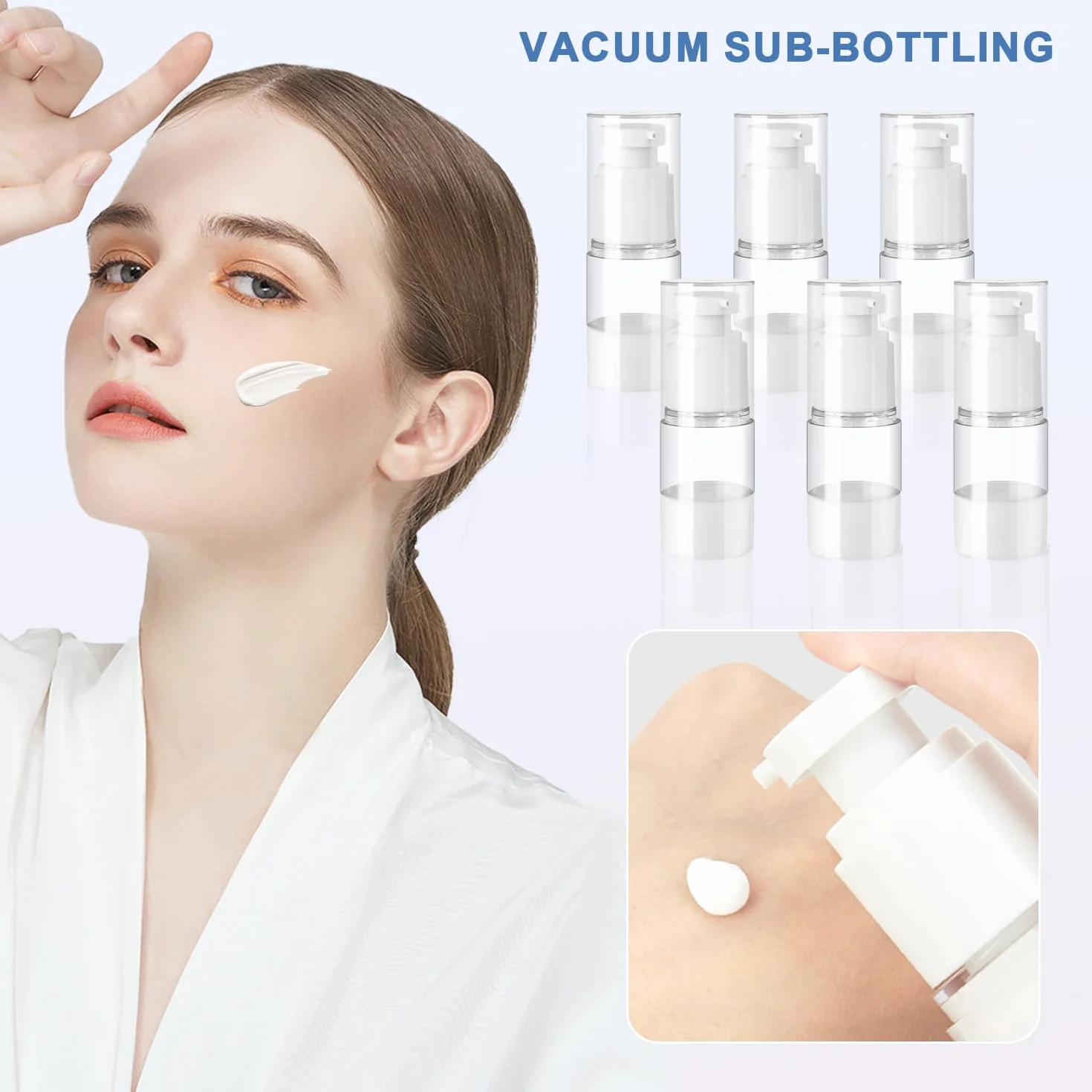 6 distributori di pompaggio airless da 15 ml, dispenser di crema, vuoto, contenitore per cosmetici, vuoto da viaggio, per lozioni, shampoo cosmetici
