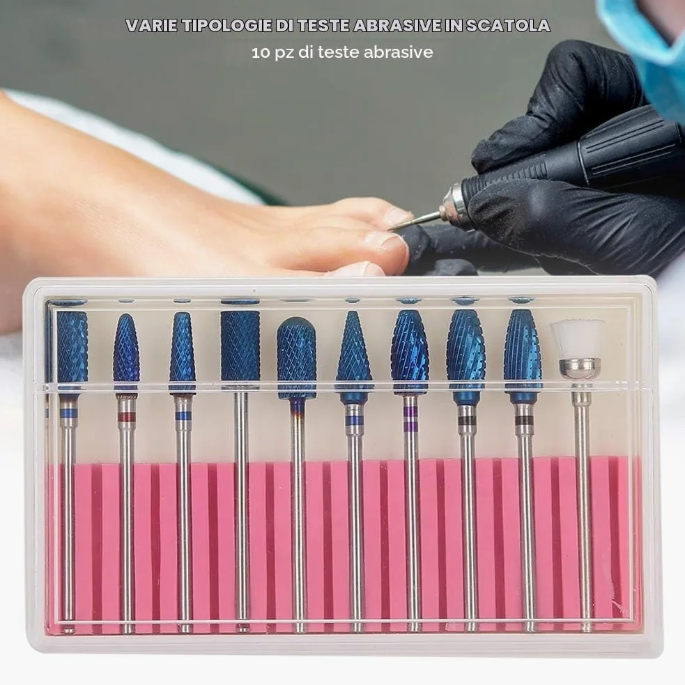 10pcs Fresa per Unghie Professionale, Cuticole Remover Set di Punte per Smerigliatura di Nail Art per Unghie Morte Rimozione Punte Trapano per Unghie Levigatura Set di Punte per Lucidatura Set