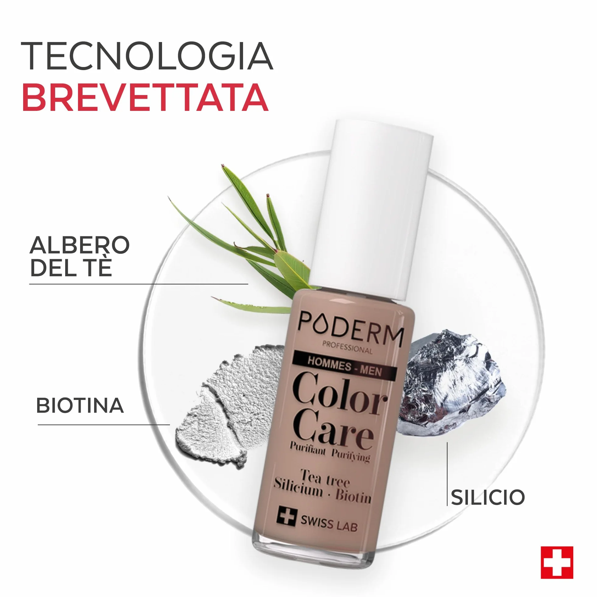 PODERM Smalto Invisibile Color Nude Micosi Unghie Uomo - Tea Tree Corregge Unghie Gialle Marchio Svizzero