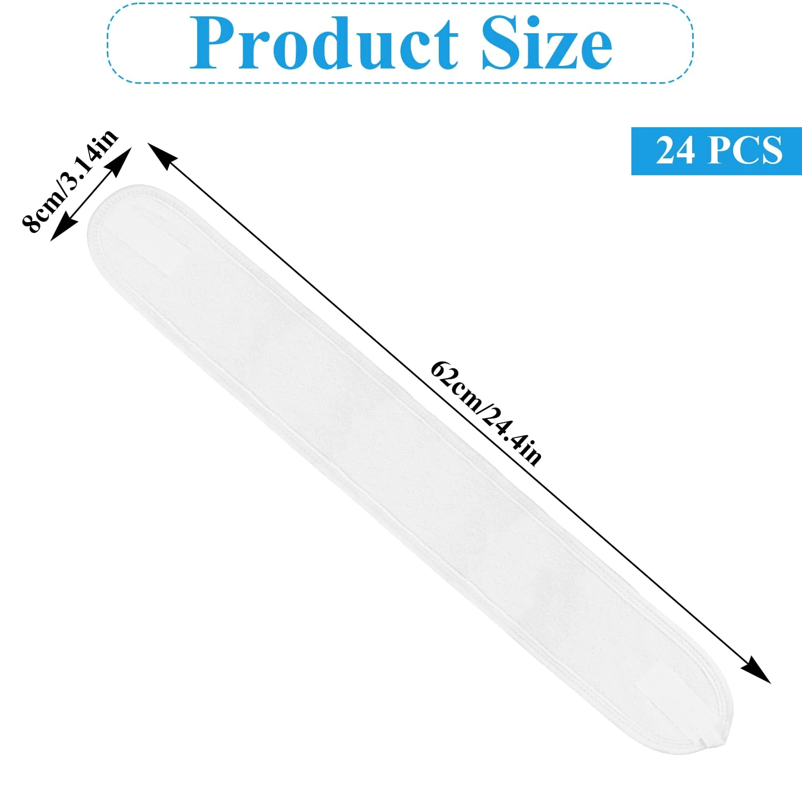 Set di 24 fasce per capelli da spa per il viso, 100% cotone di alta qualità, fasce per capelli per trattamenti viso, 61 x 8 cm, fascia regolabile per capelli, per donne, trucco e cura della pelle
