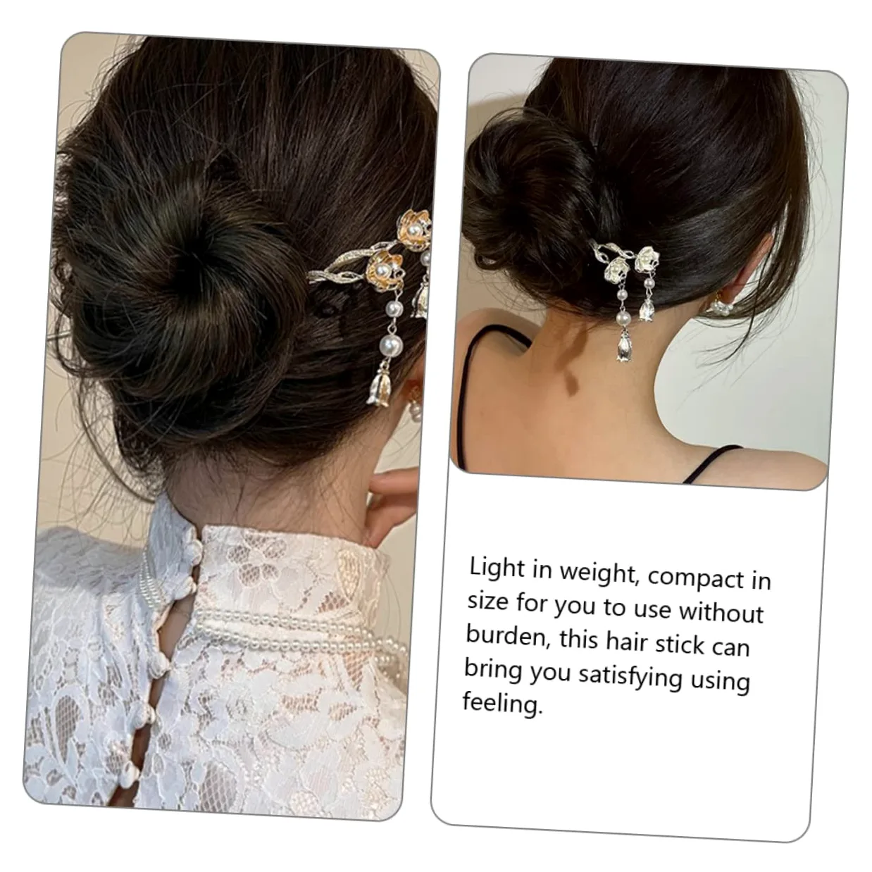 minkissy 10pezzi Forcine Per Stile Cinese Con Fiori e Perle Eleganti Accessori Per Acconciature Sposa e Bun Per Donne e Ragazze