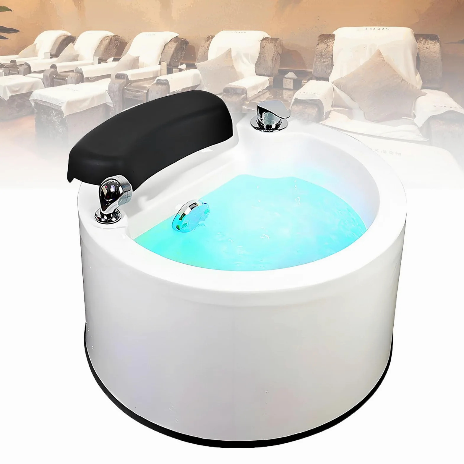 Vasca Idromassaggio per I Piedi con Massaggio Surf e Lampada Colorata, Bacinella per Pedicure in Acrilico, Vaschetta con Regolazione dell'Acqua Calda e Fredda, Doccetta, per Il Relax